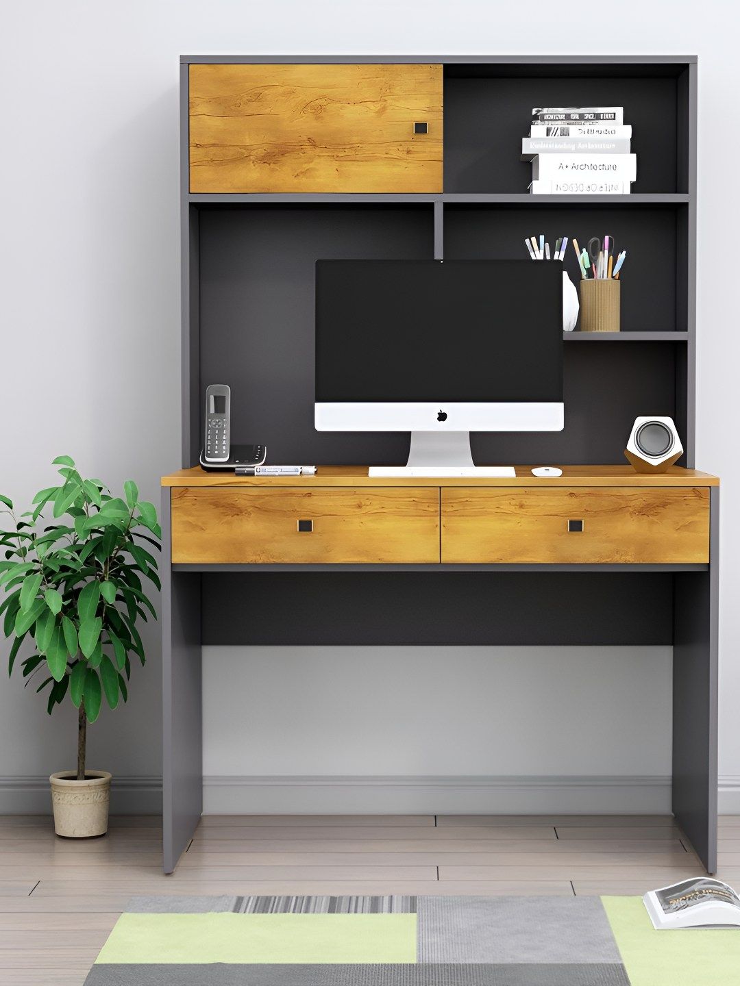 HEXA RED Grey Engineered Wood Study Table For Work From Home Students & Computer Table-picture-17
