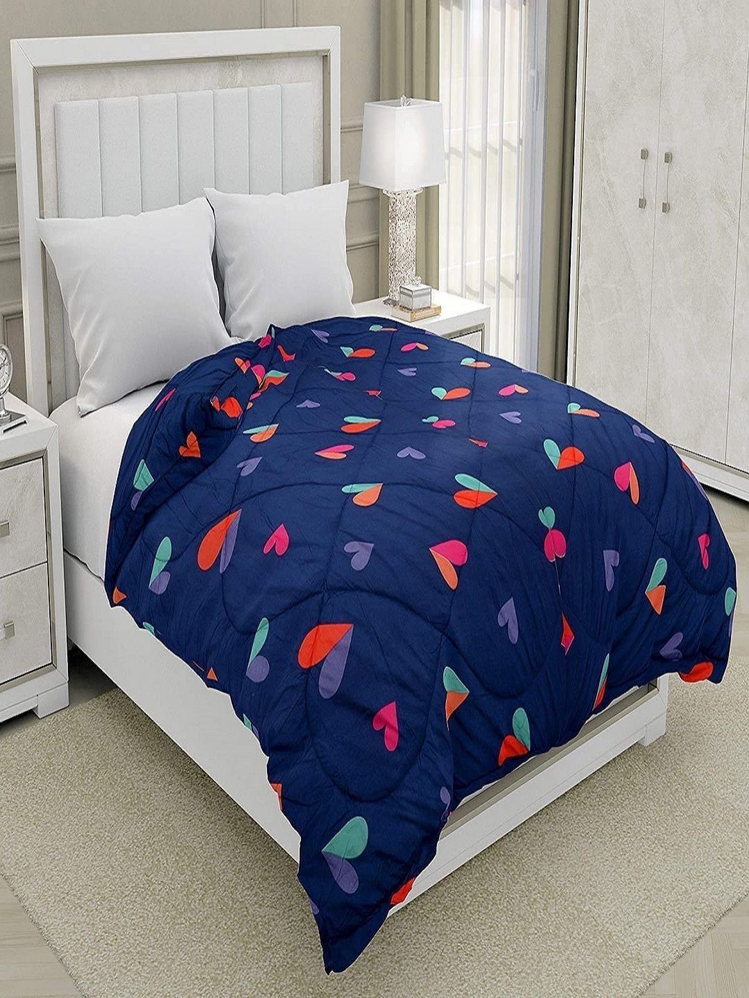 Myntra Elegant Homes Blue & Red Geometric Microfiber Single Fine Bedding Set-picture-23