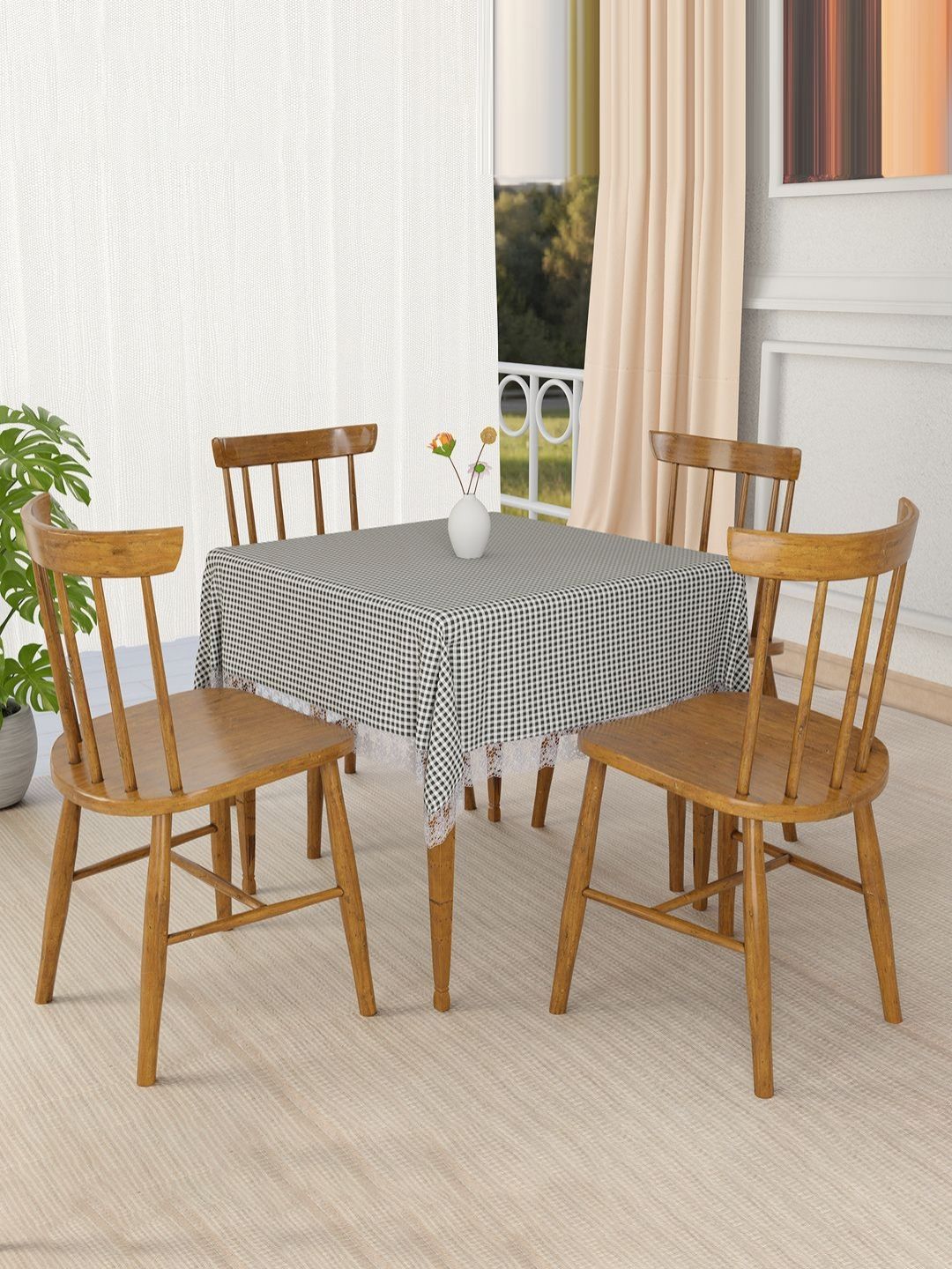 Myntra Elegant Homes Grey Geometric Printed Waterproof 4-Seater Table Cover-picture-26