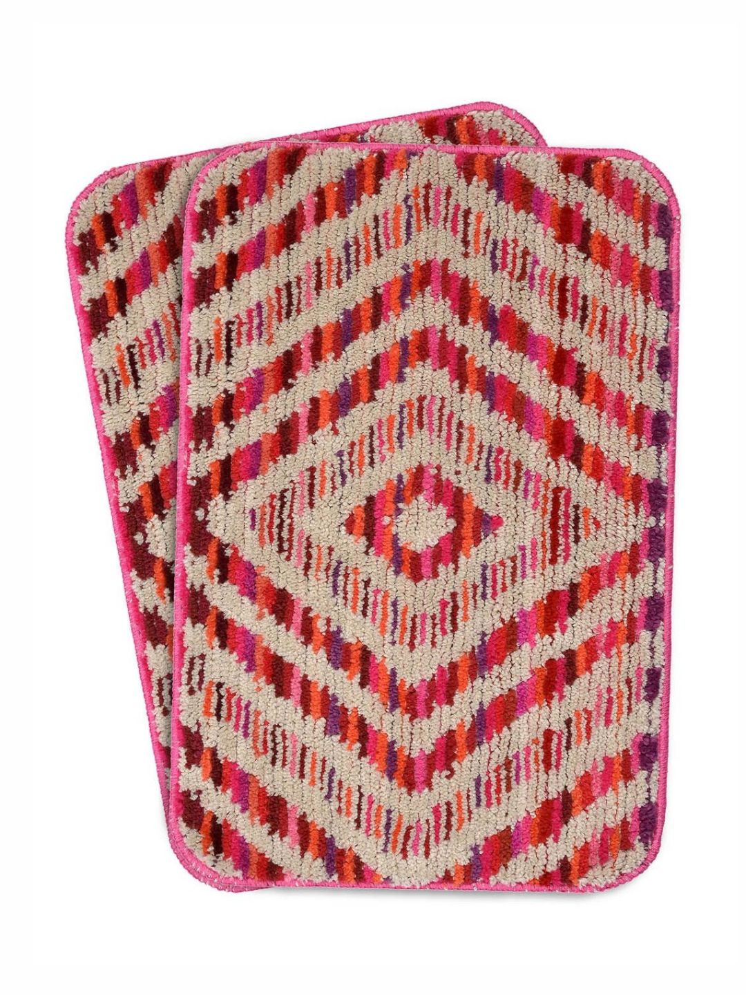 Saral Home 2Pcs Beige & Red Printed Anti-Skid Water-Absorbing Bath Rugs-picture-39
