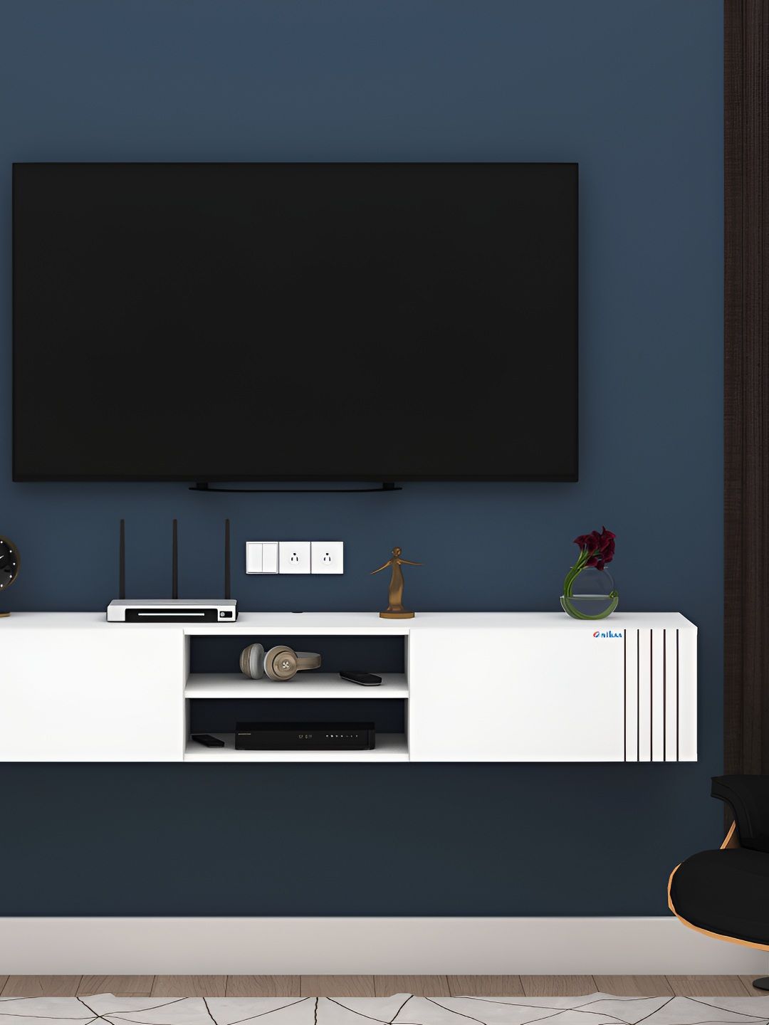 ANIKAA White Wooden TV EntertainmentUnit