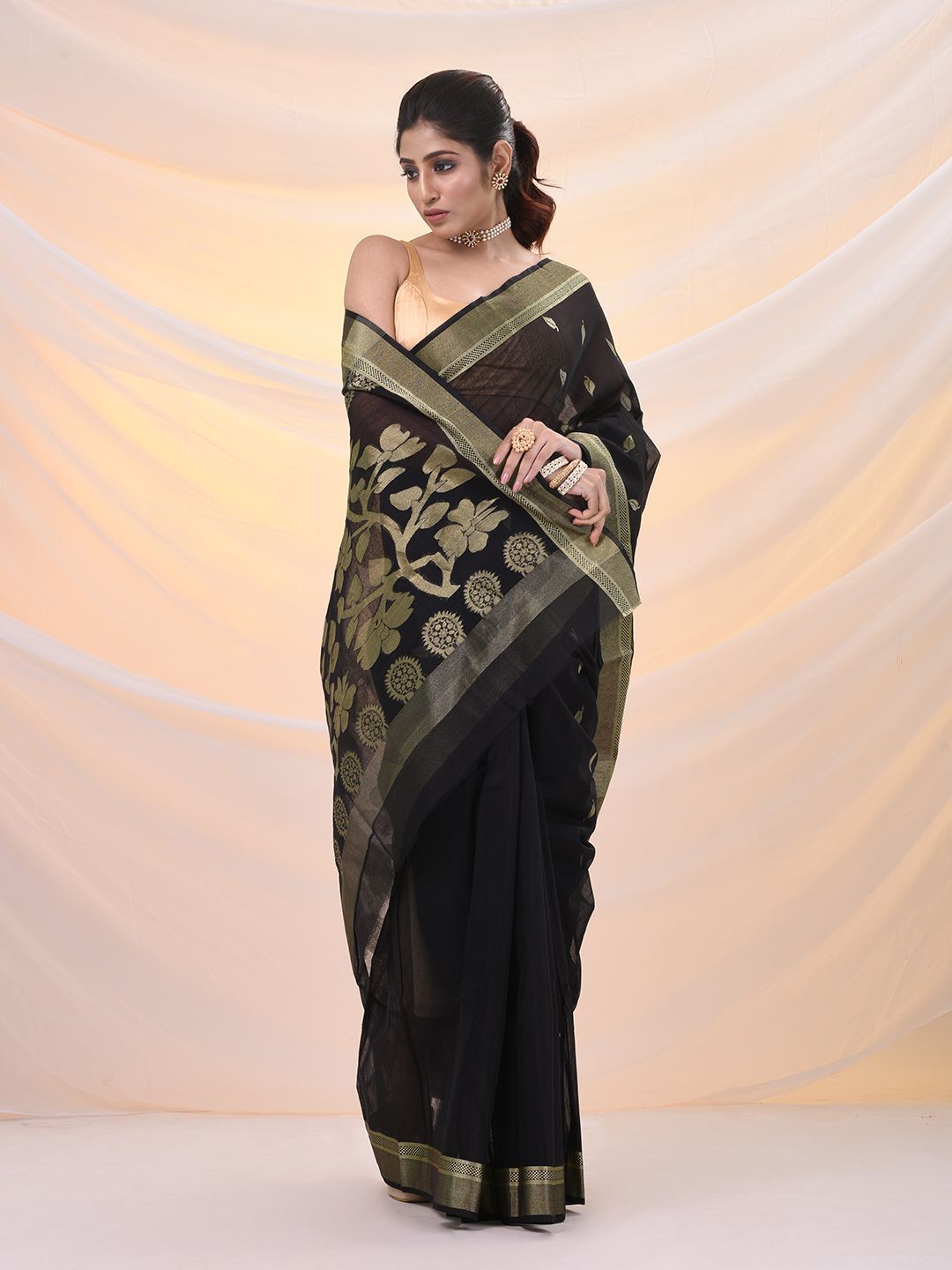 Buy Arhi Woven Design Zari Silk Cotton Jamdani Saree - Sarees for Women ...