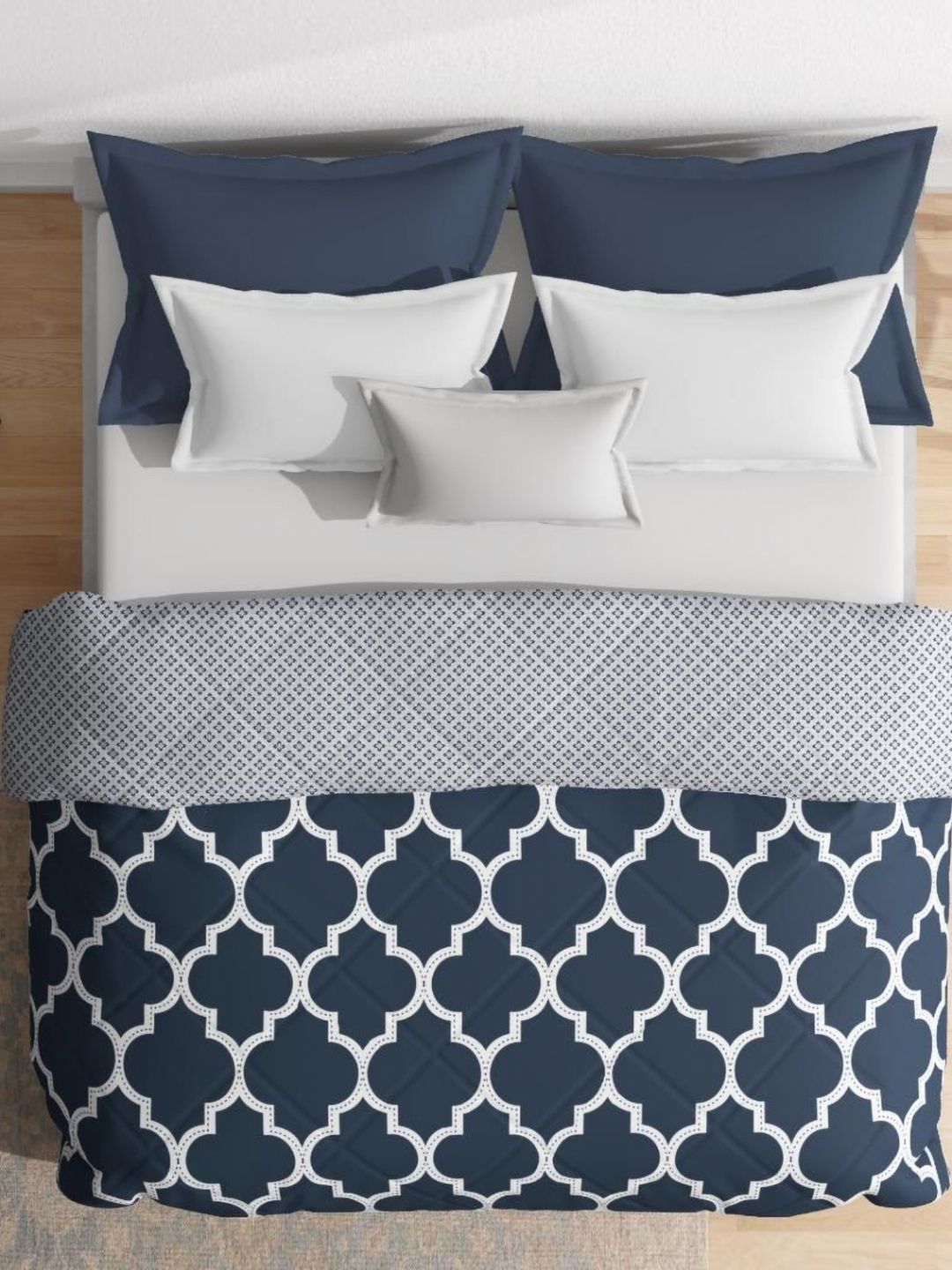 wakefit Blue & White Geometric Printed 220 GSM AC Room Cotton Double Bed Blanket-picture-11