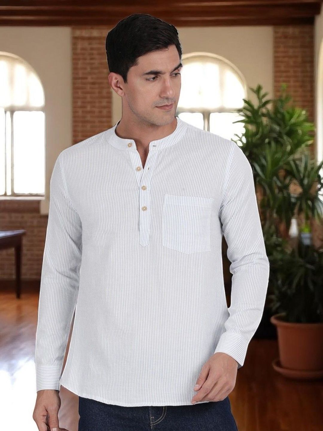 THE SOUL PATROL Men Striped Daily Cotton Straight Kurta-image-18