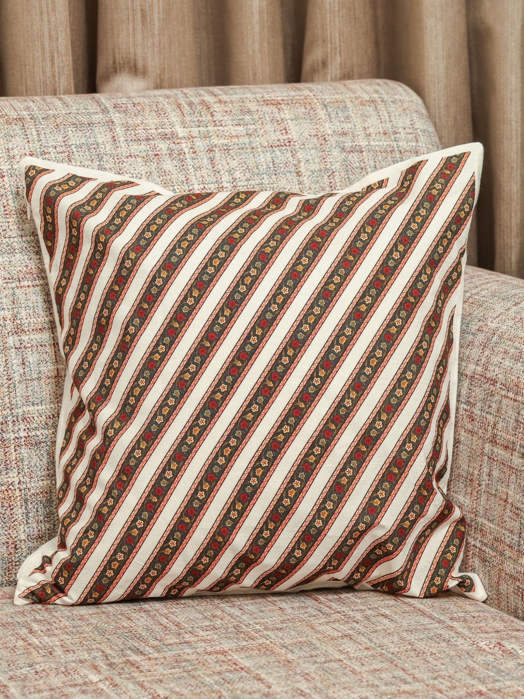 sangria Myntra Elegant Homes Golden Grace Brown & Beige Square Cushion Cover-picture-14