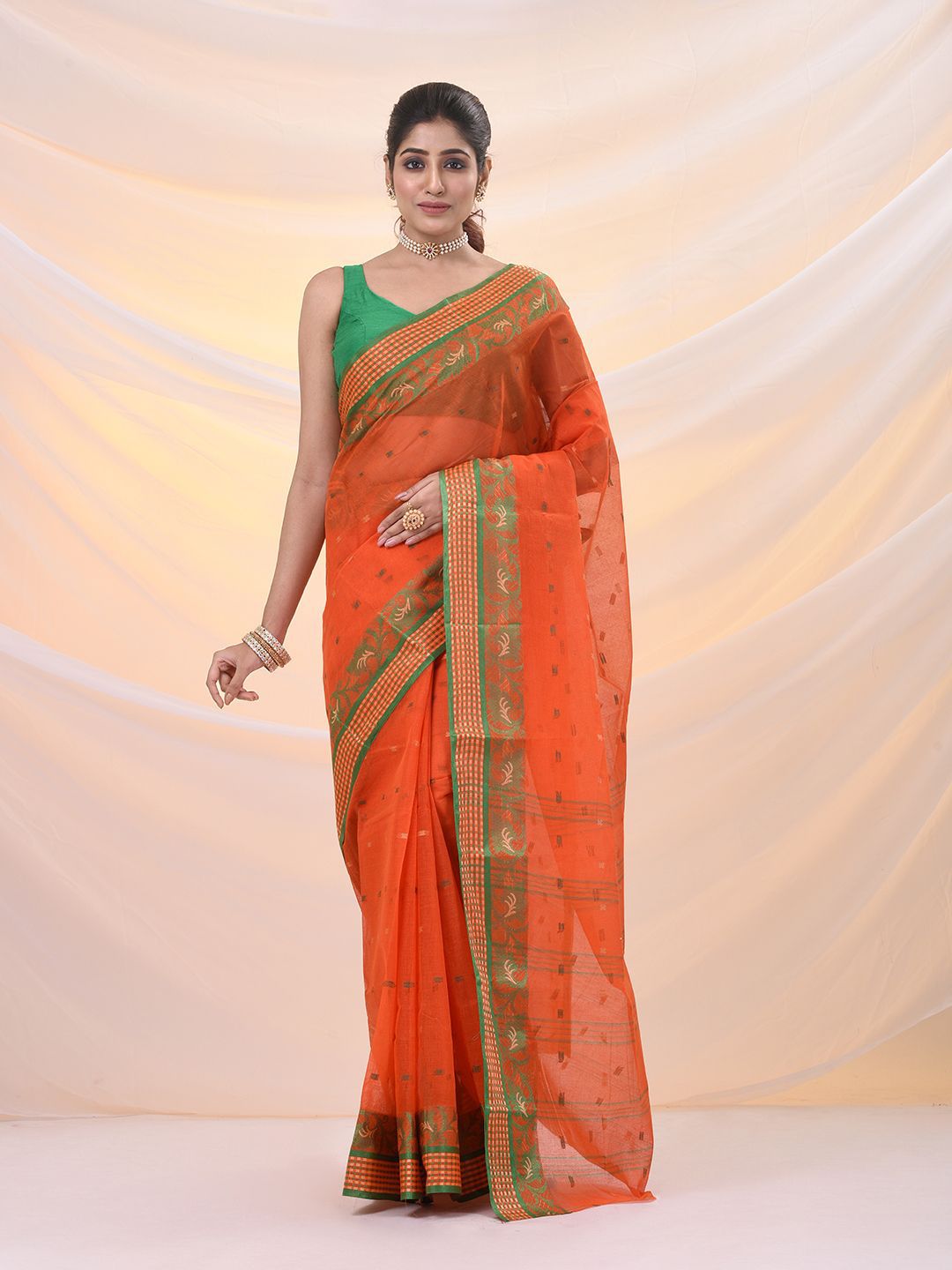 Buy Arhi Woven Design Zari Pure Cotton Taant Saree - Sarees for Women ...