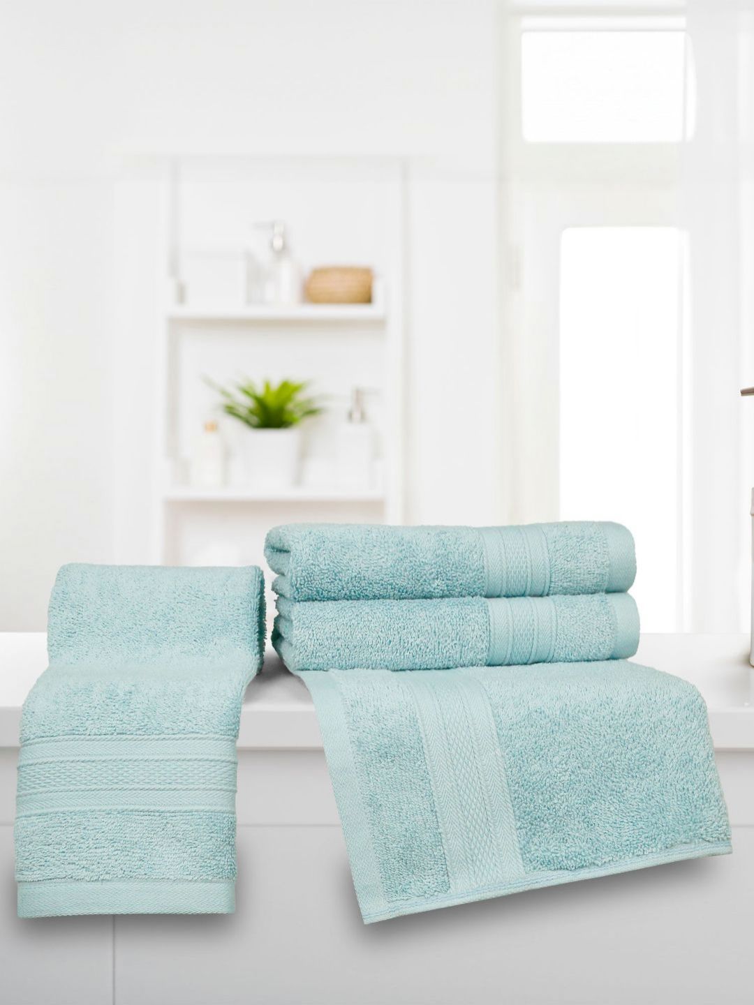 MYTRIDENT 4-Pcs Blue Ultra Soft Pure Cotton Hand Towel-image-24