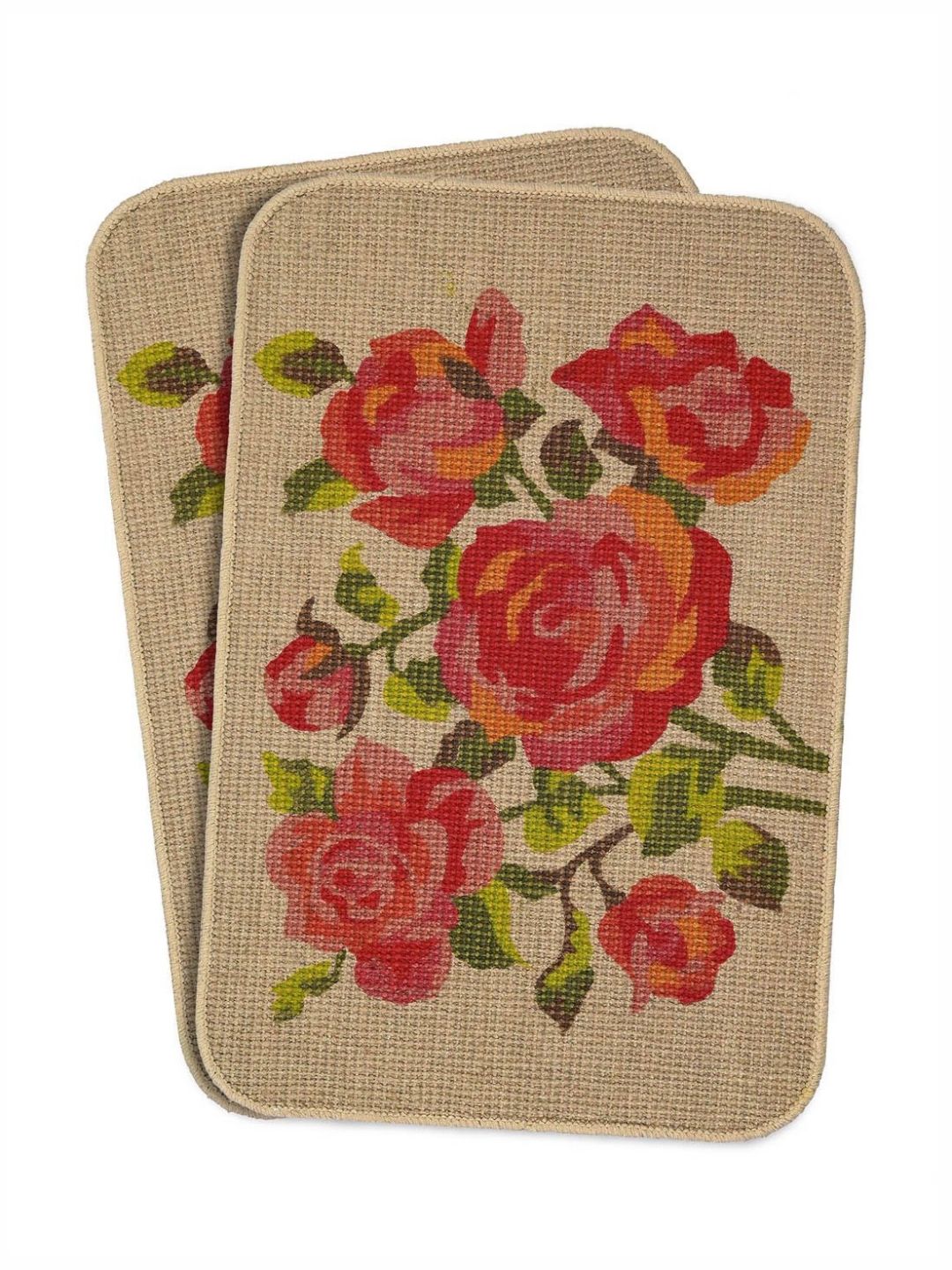 Saral Home 2Pc Red & Beige Printed Anti-Skid Durable Doormats-image-23
