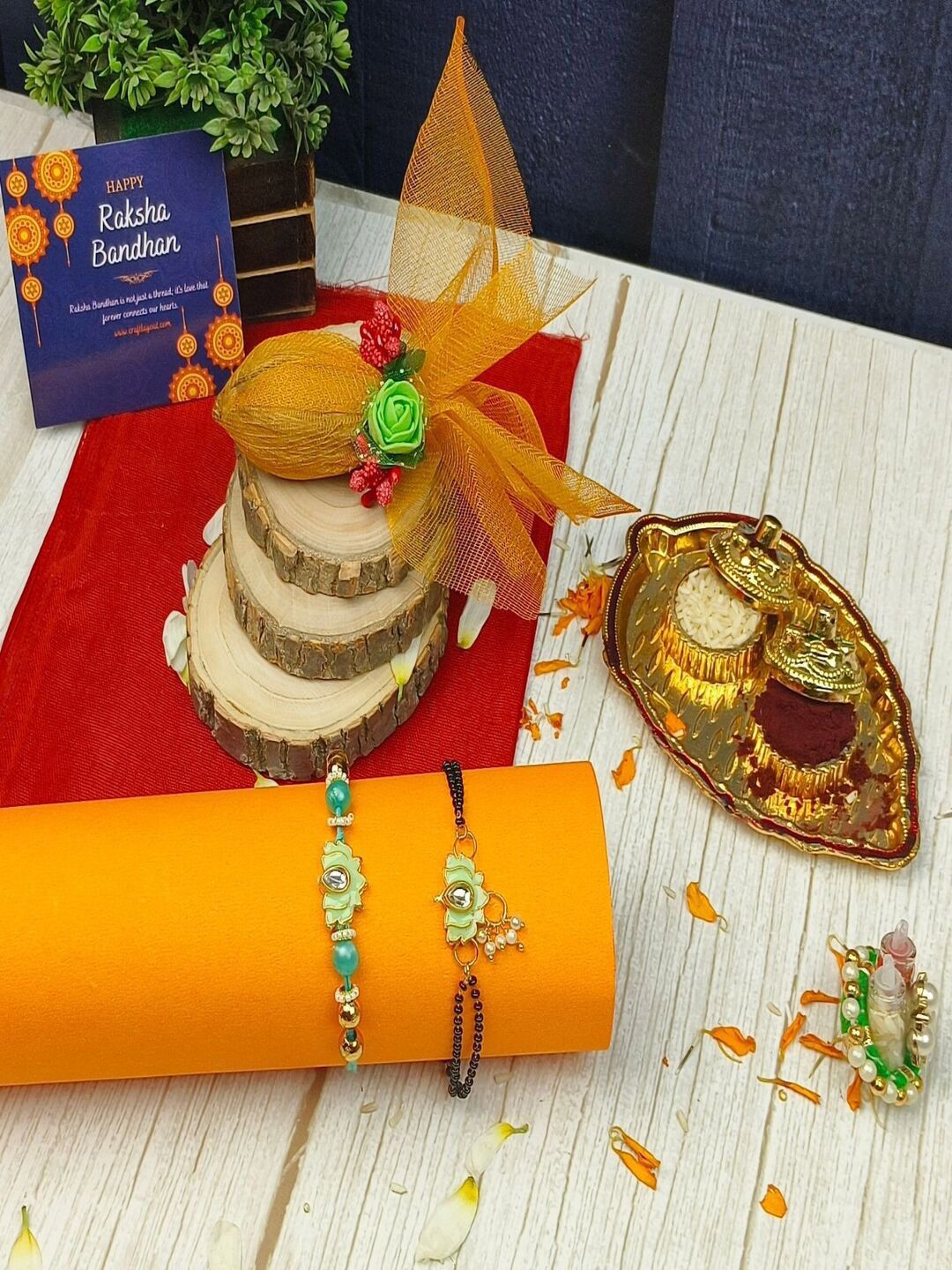 Craftlayout 5Pcs Lotus Pair Bhaiya Bhabhi Rakhi Gift Set-picture-18