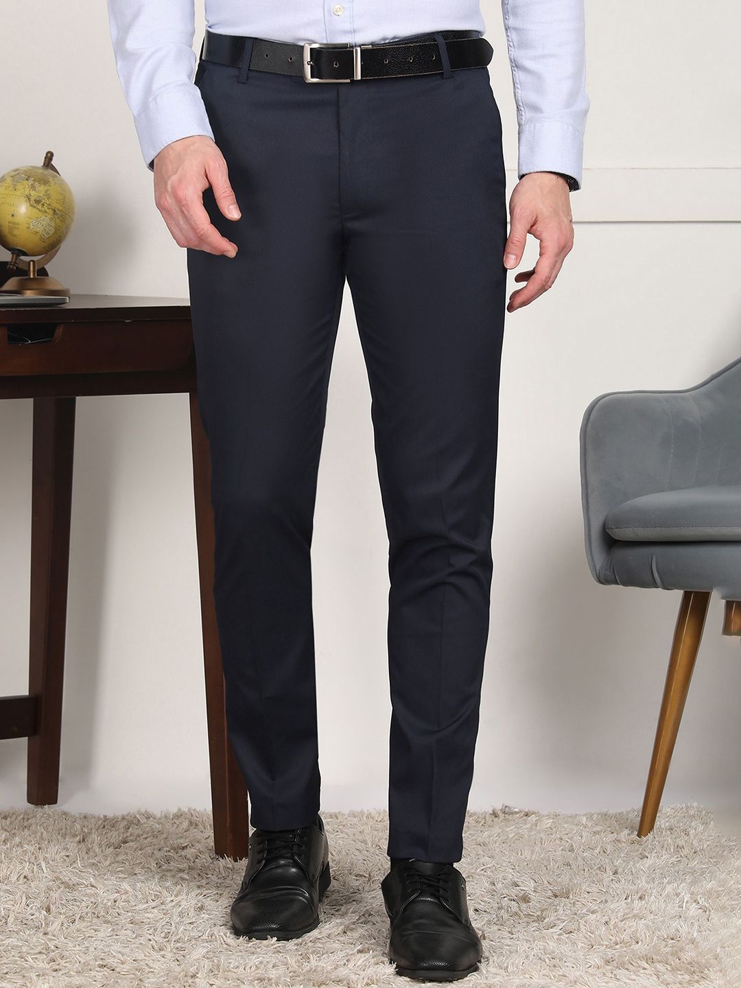 FUBAR Men Slim Fit Textured Pleated Trousers-picture-23