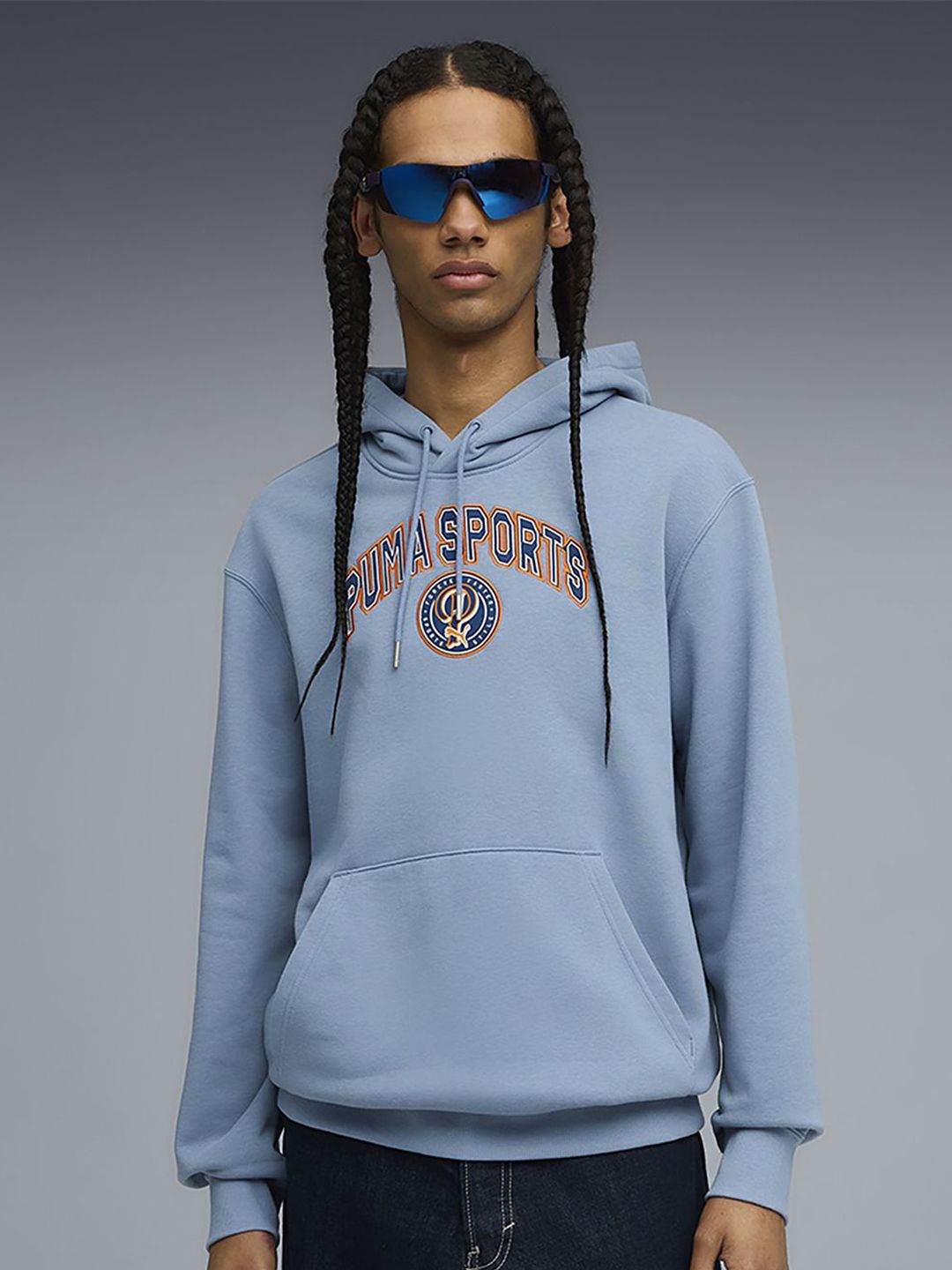 Men Logo Print Regular Fit Hoodie