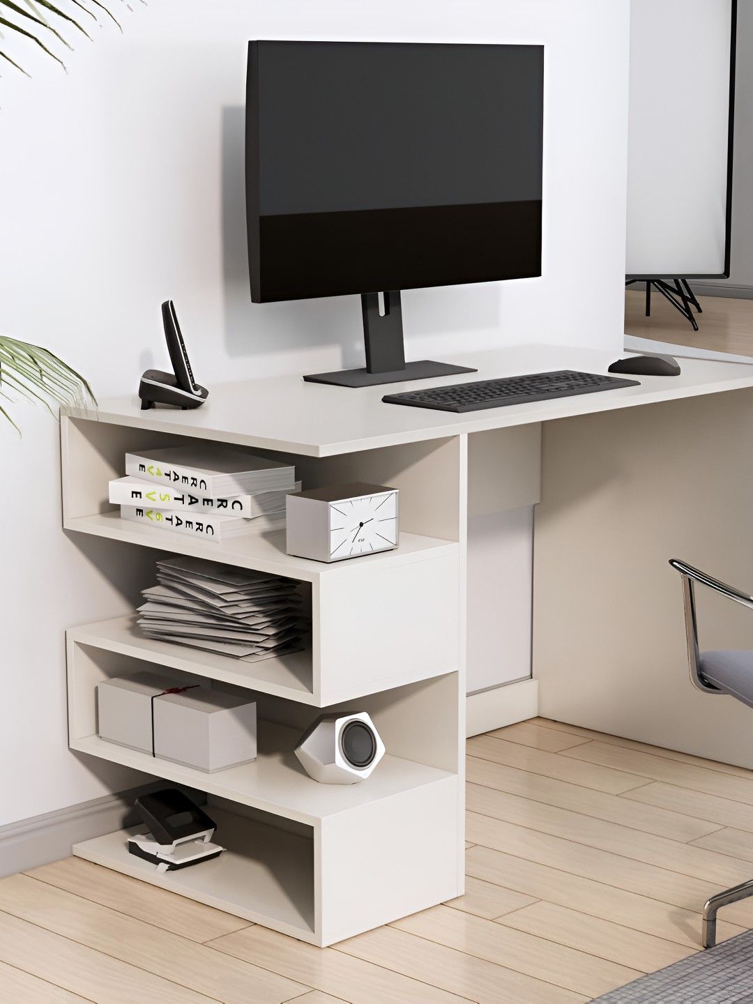 HEXA RED White Engineered Wood Study Table For Work From Home Students & Computer Table