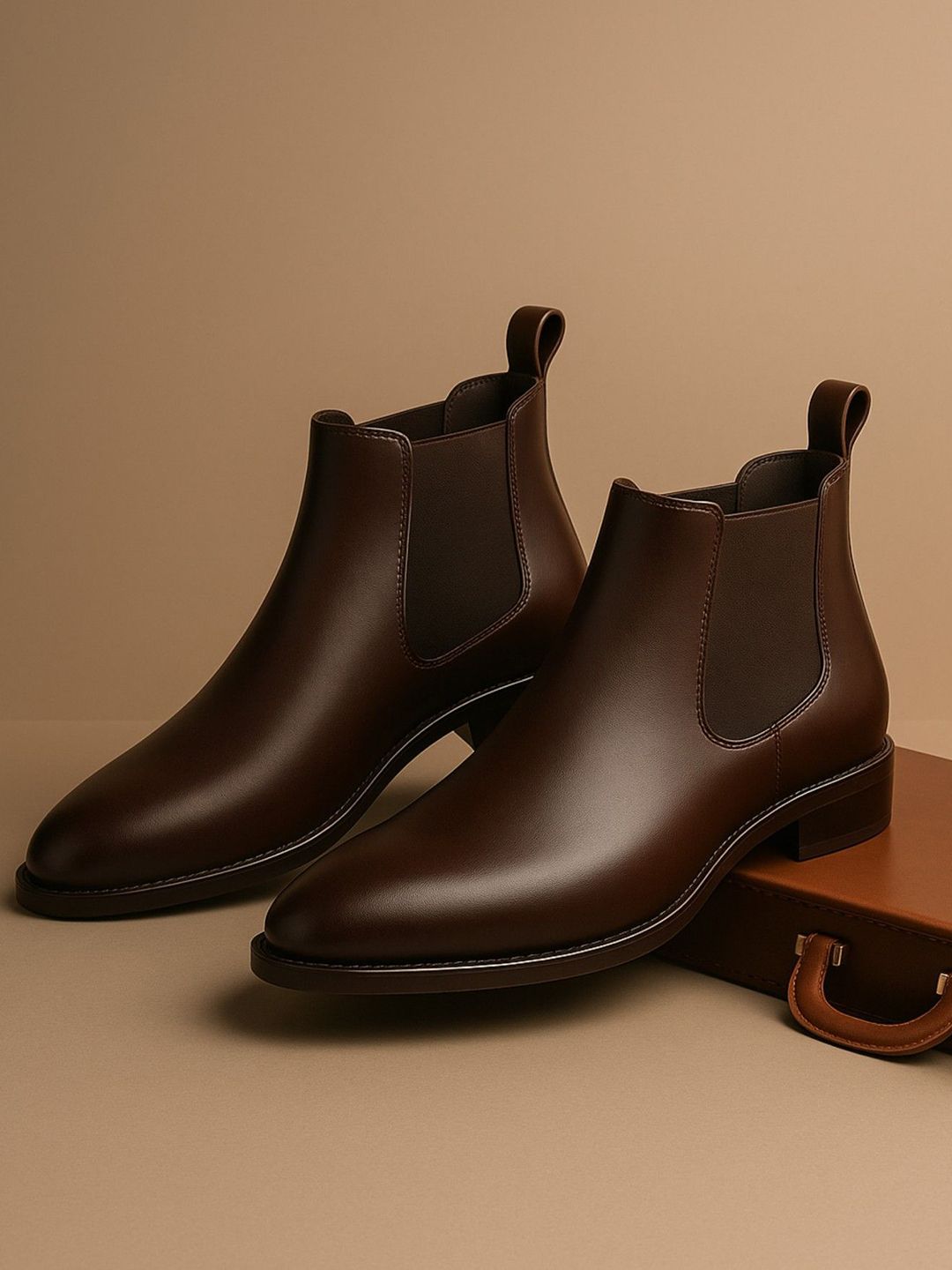 KRAASA Men Round Toe Casual Chelsea Boots