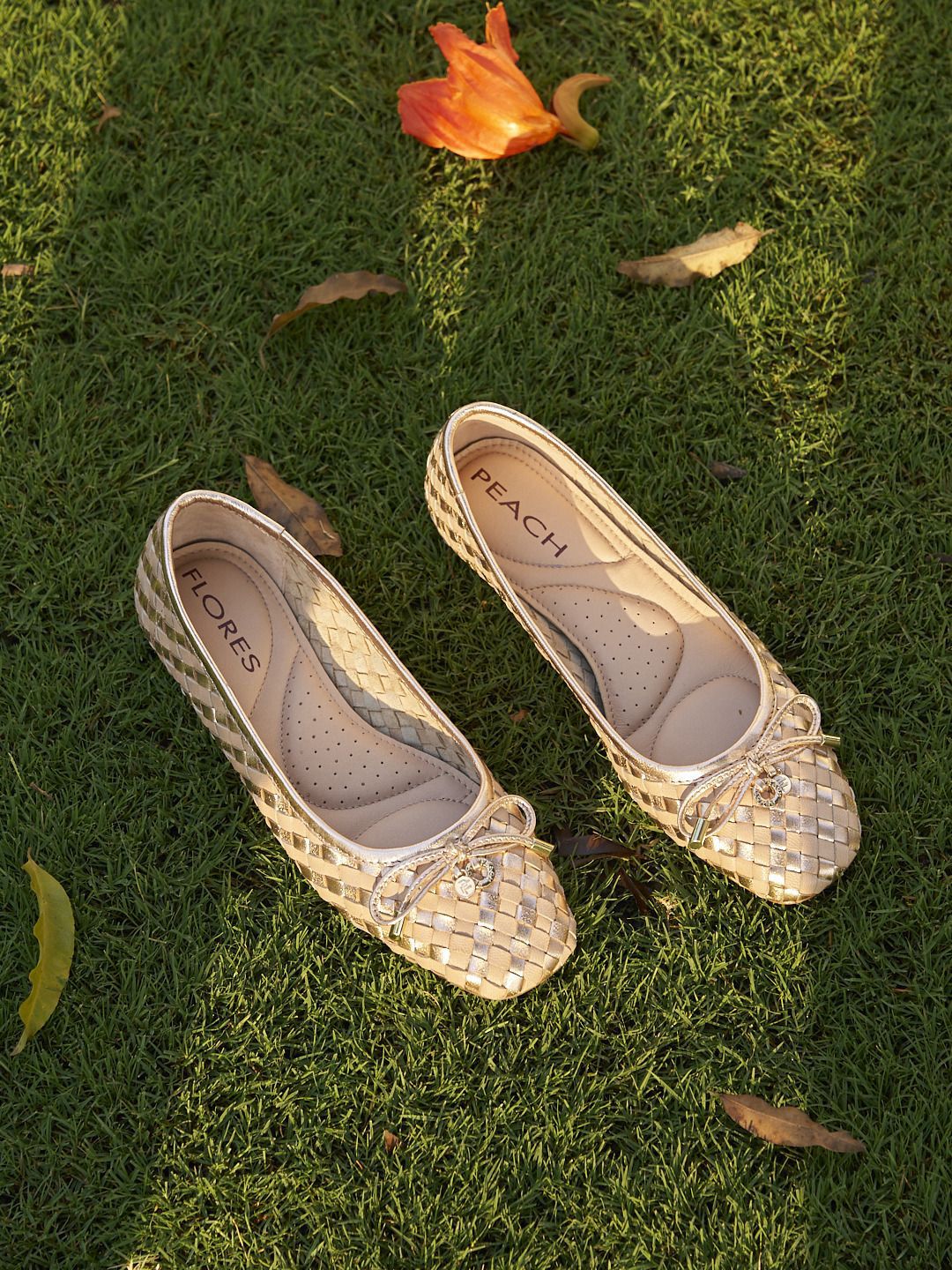 Peach Flores Women Fashion with Bows Flats-picture-56