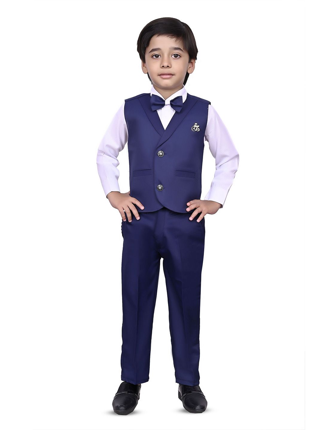 VALUE CREATION Boys V-Neck Single-Breasted Three-Piece Suit-picture-33