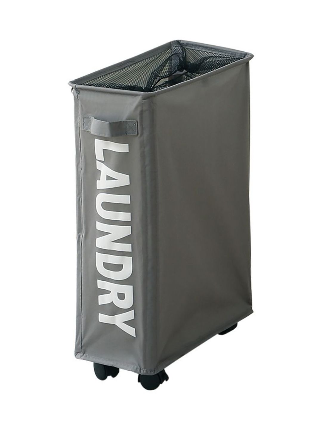 HOKIPO Grey & White Laundry Basket Bag With Wheels-picture-20