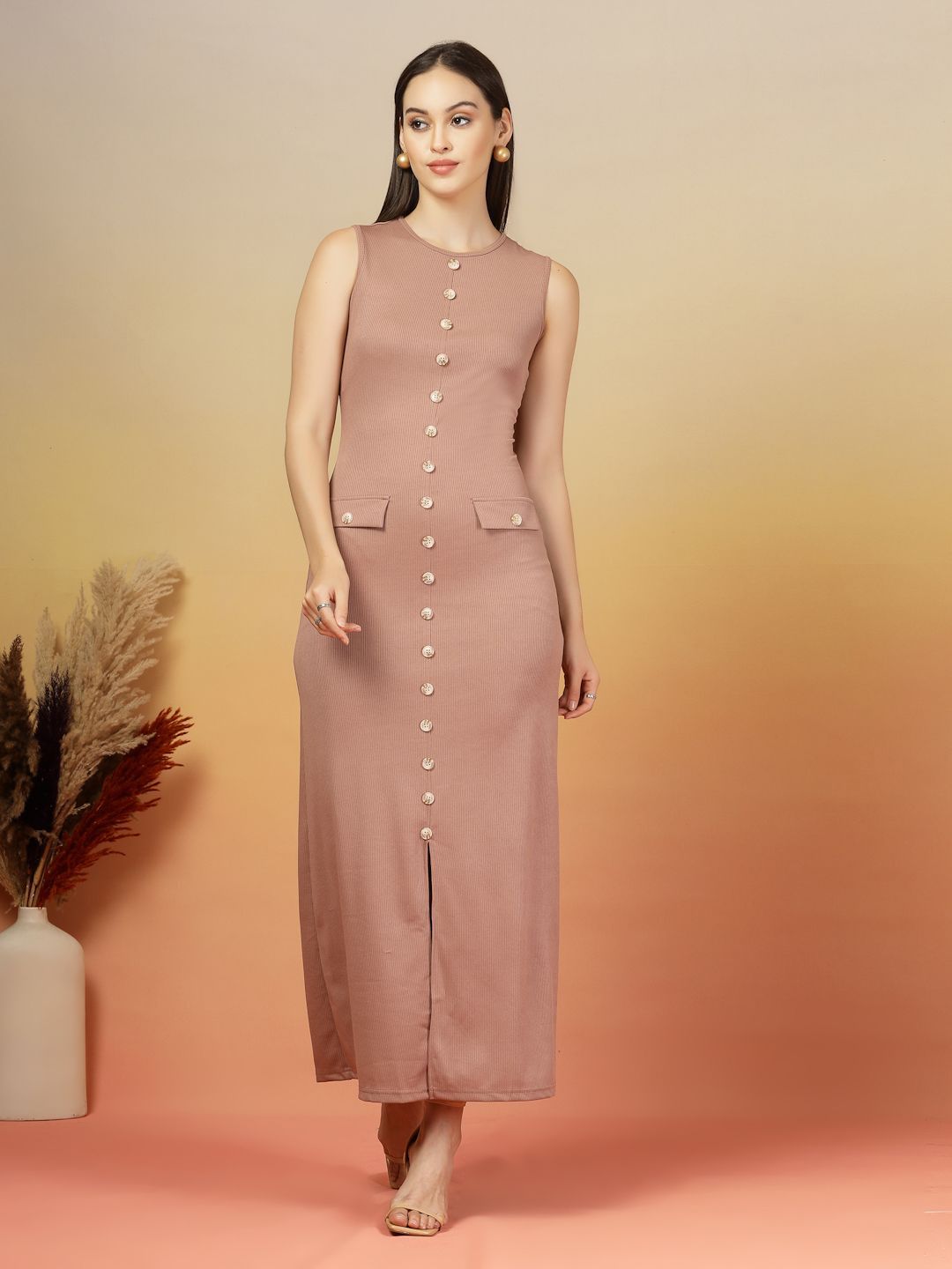 aayu Bodycon Women Striped Round Neck Bodycon Maxi Dress-picture-26