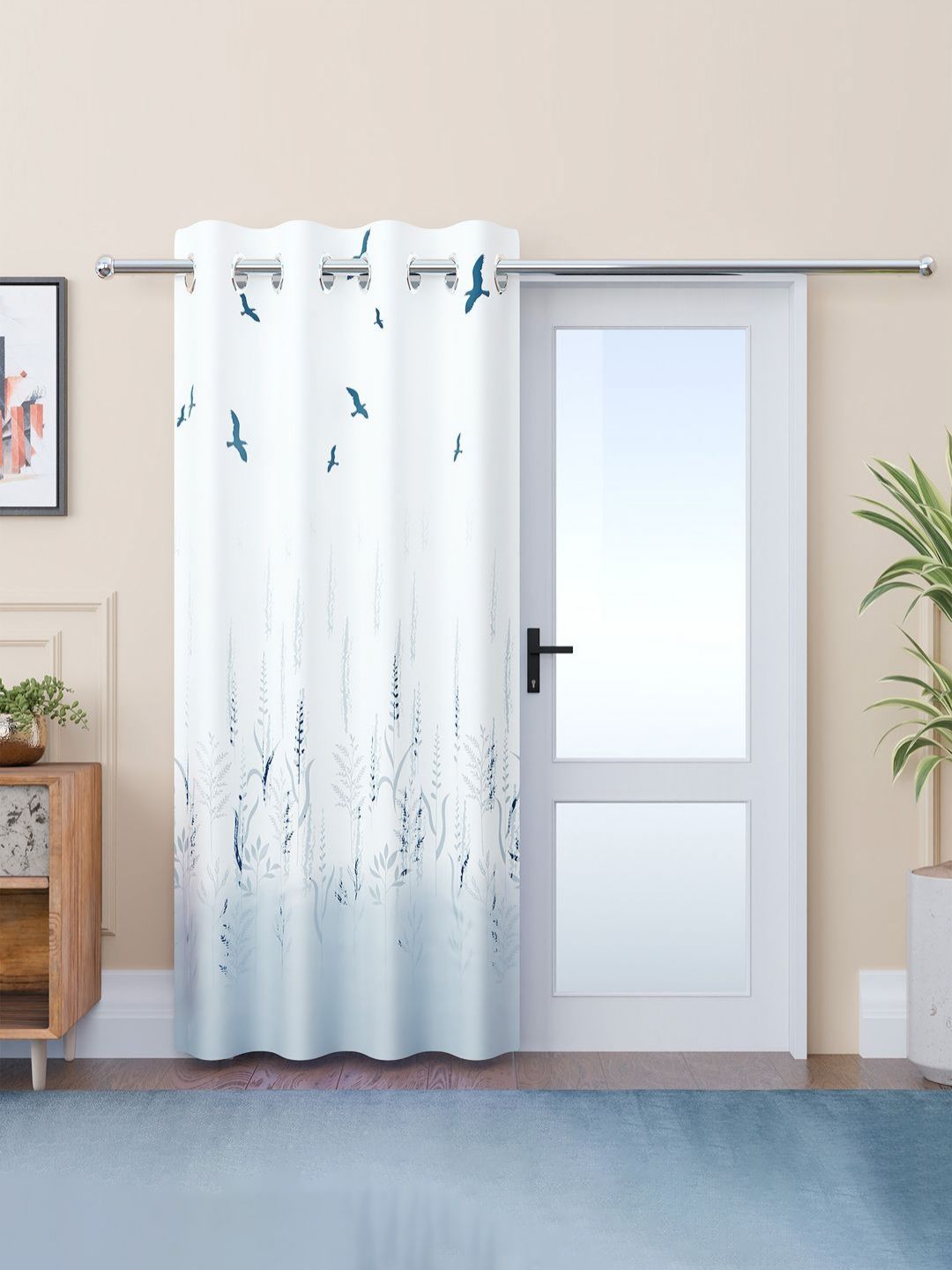 Myntra Elegant Homes White & Grey Floral Printed Door Curtain-picture-30