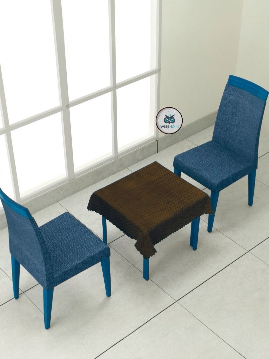 BIGGER FISH Coffee Brown 2-Seater Self Design Quilted Square Velvet Table Cover-picture-45