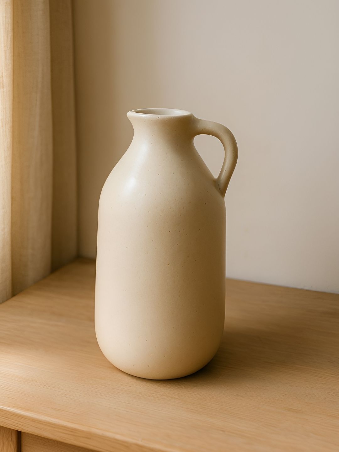 GLOBALLY INDIAN Cream-Coloured Ceramic Jug Flower Vase