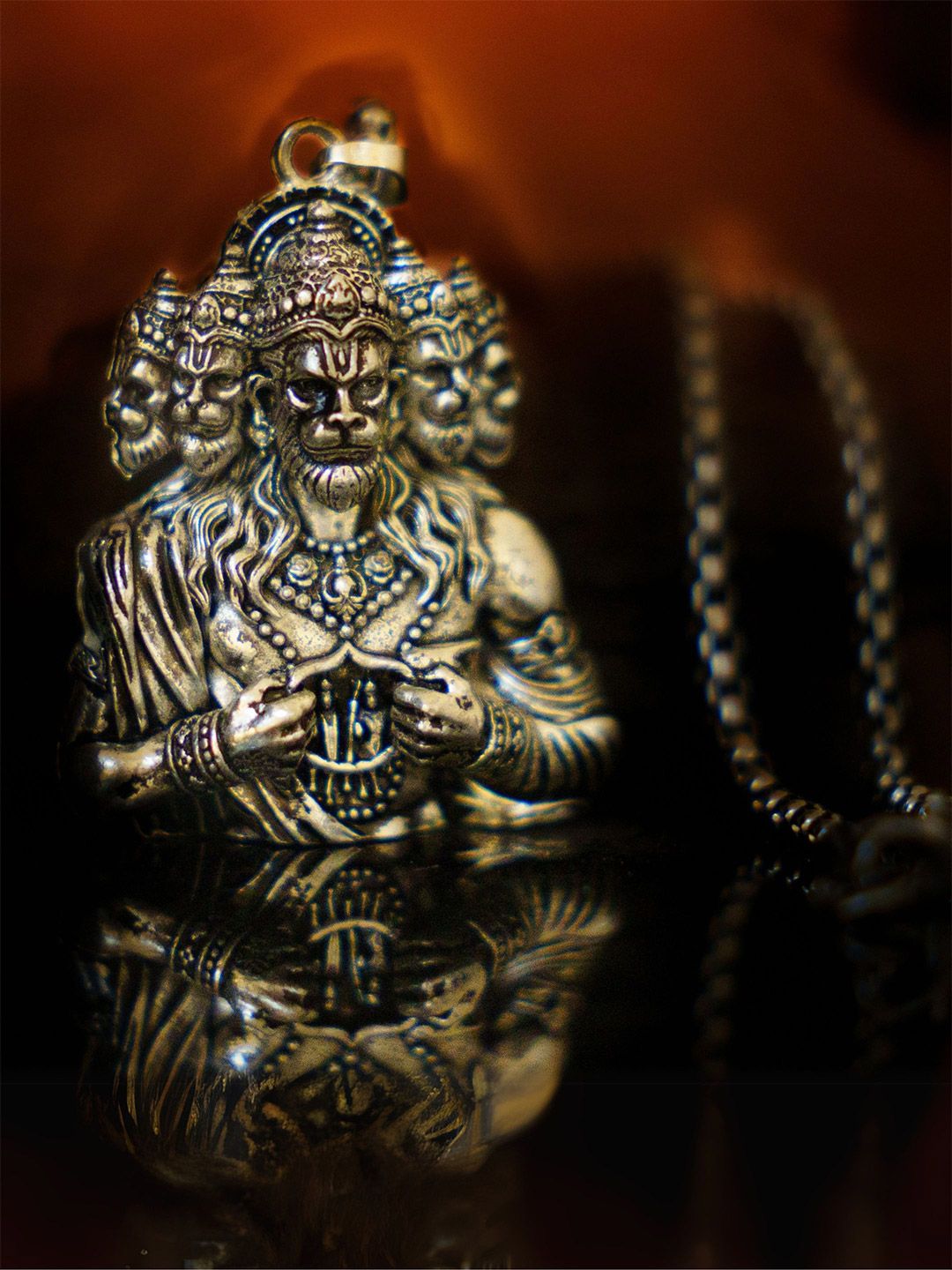 Japam Silver-Plated Panchroop Hanuman-Shaped Pendant With Chain-picture-30