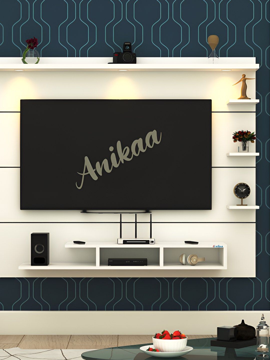 ANIKAA White Wooden TV EntertainmentUnit