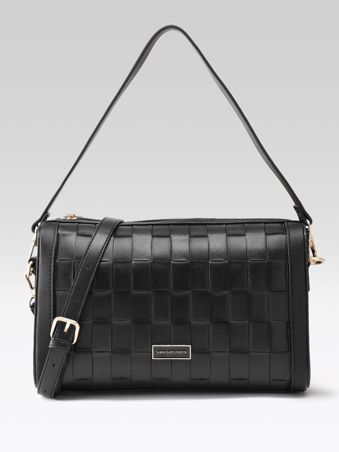 Van Heusen Structured Braided Design Shoulder Bag with Detachable Sling Strap-picture-39