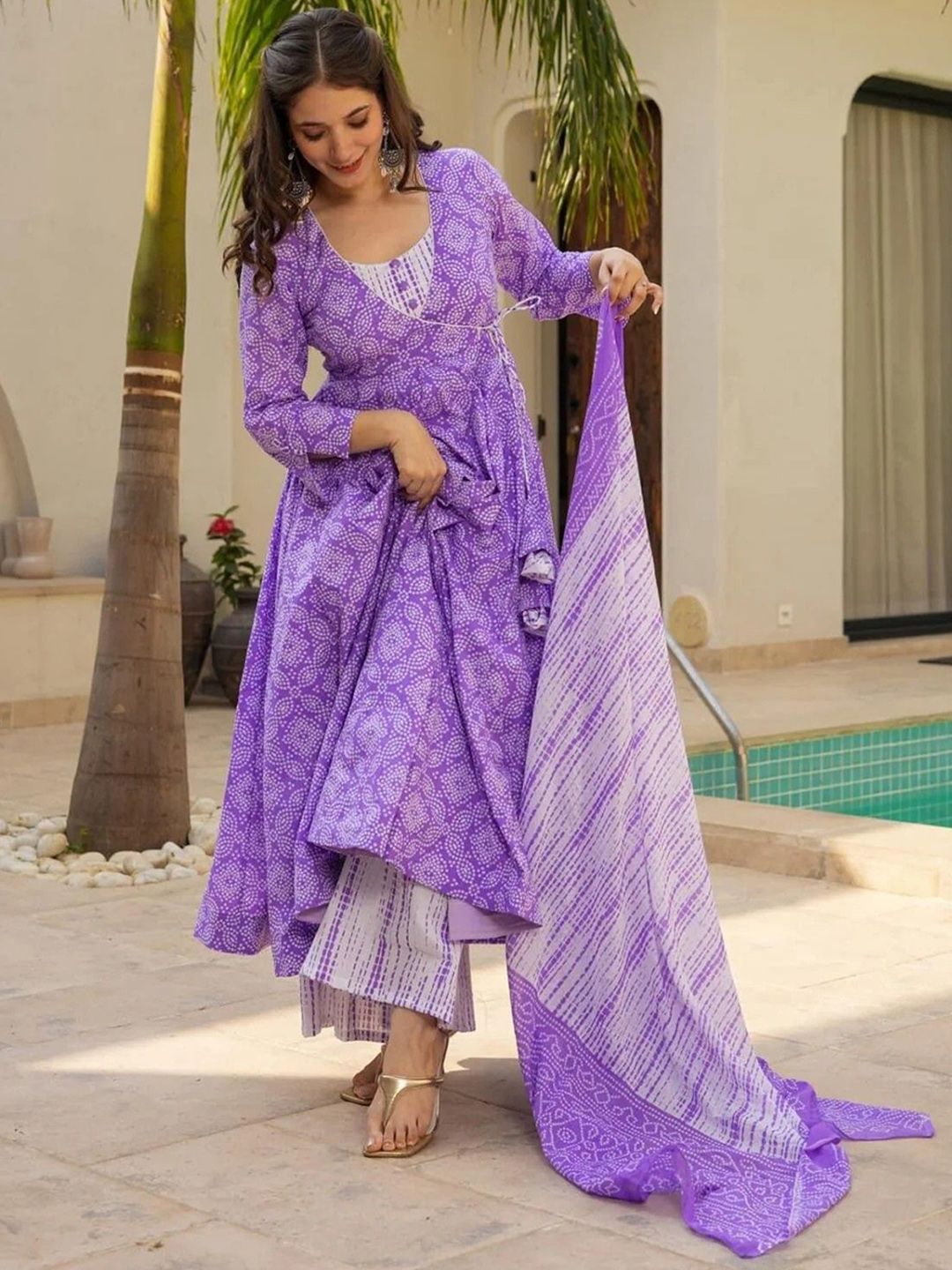 KALINI Women Floral Printed Angrakha Kurta with Palazzos & With Dupatta-picture-53
