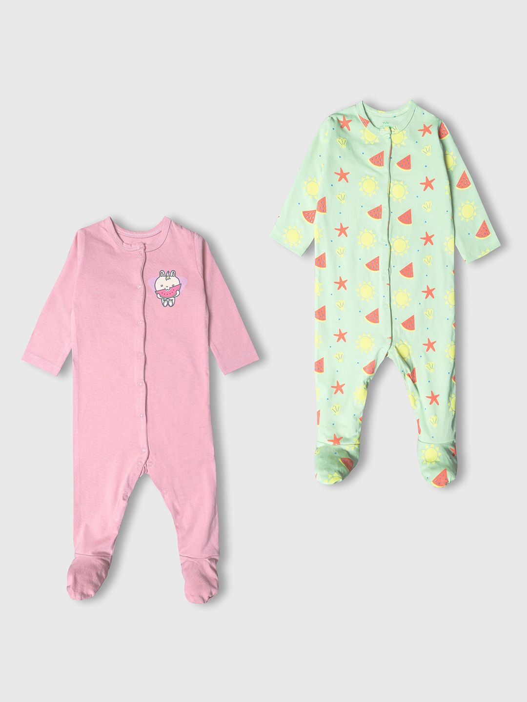YUV Kids Pack Of 2 Printed Cotton Sleepsuit-picture-18