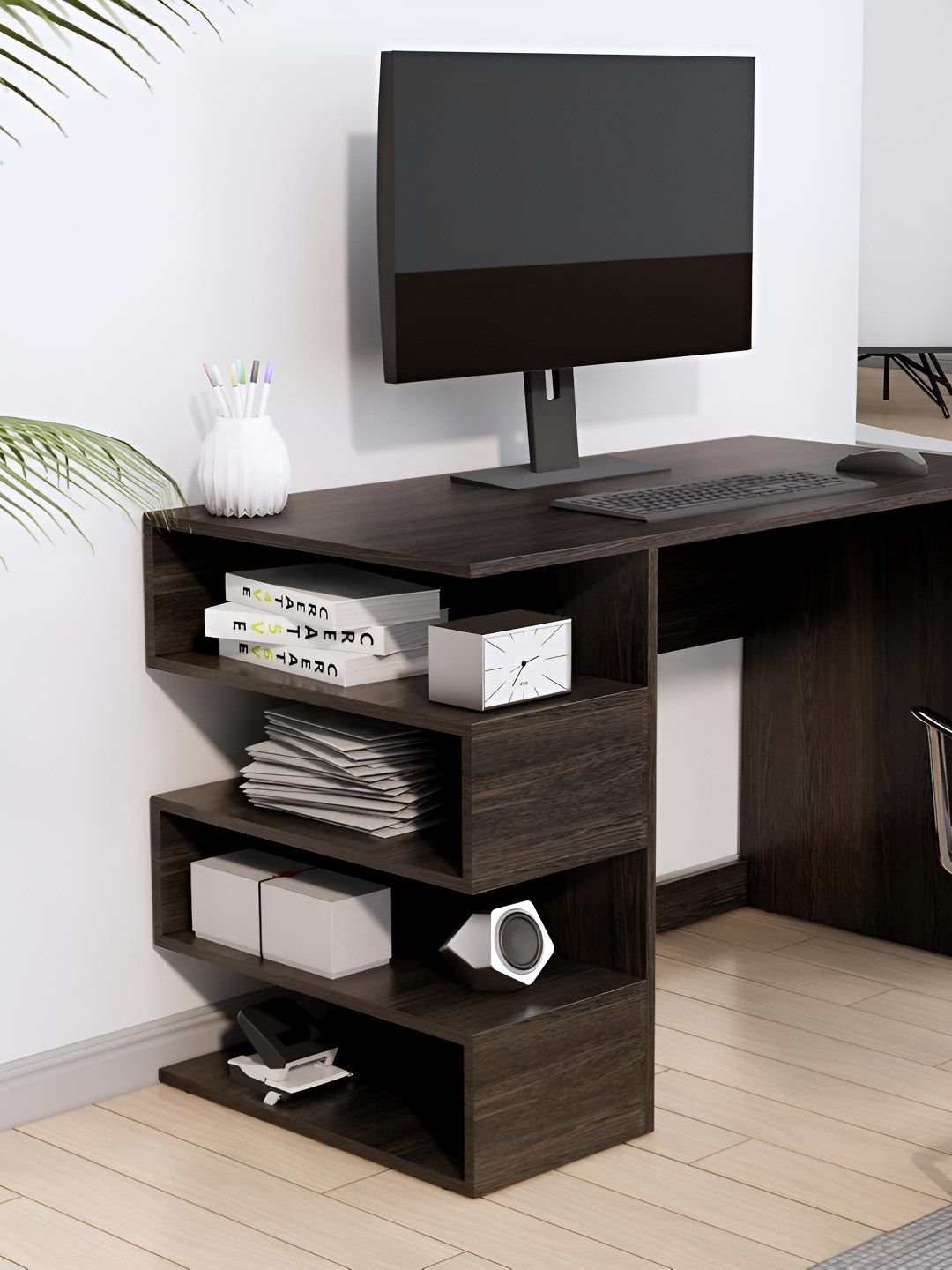 HEXA RED Brown Engineered Wood Study Table For Work From Home Students & Computer Table