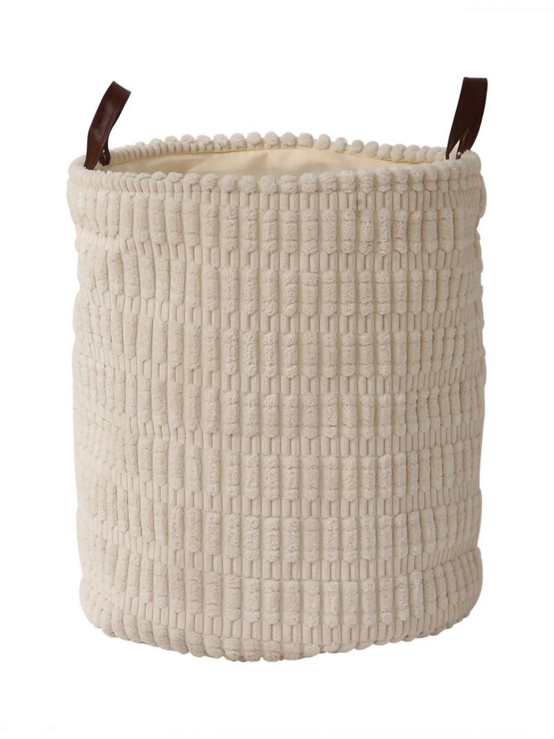 HOKIPO Cream-Colored Textured Folding & Collapsible Storage Basket-picture-56