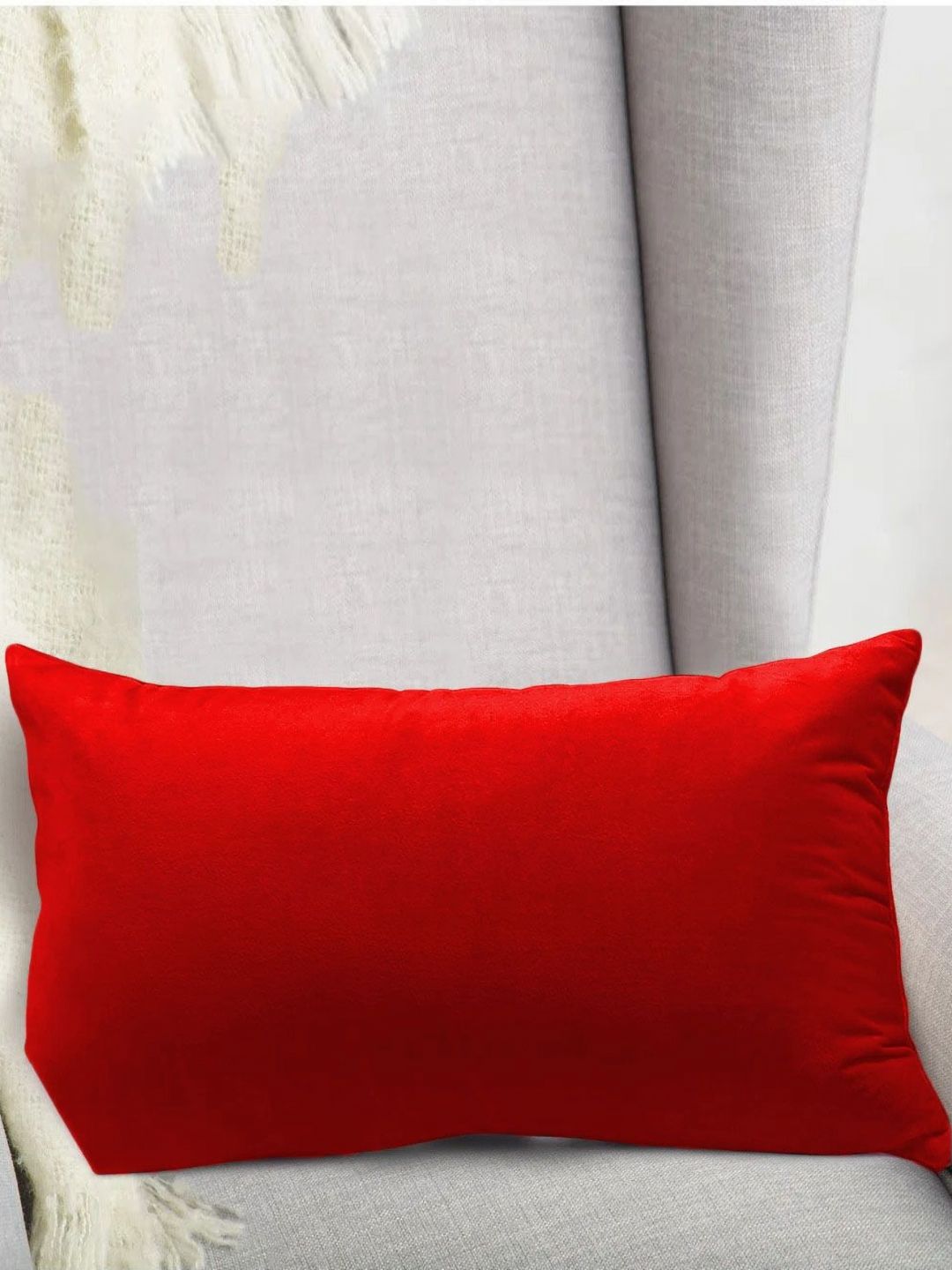 DADDY COOL Red Fibre Filled Faux Velvet Ultra Soft Sleep Pillow-image-34