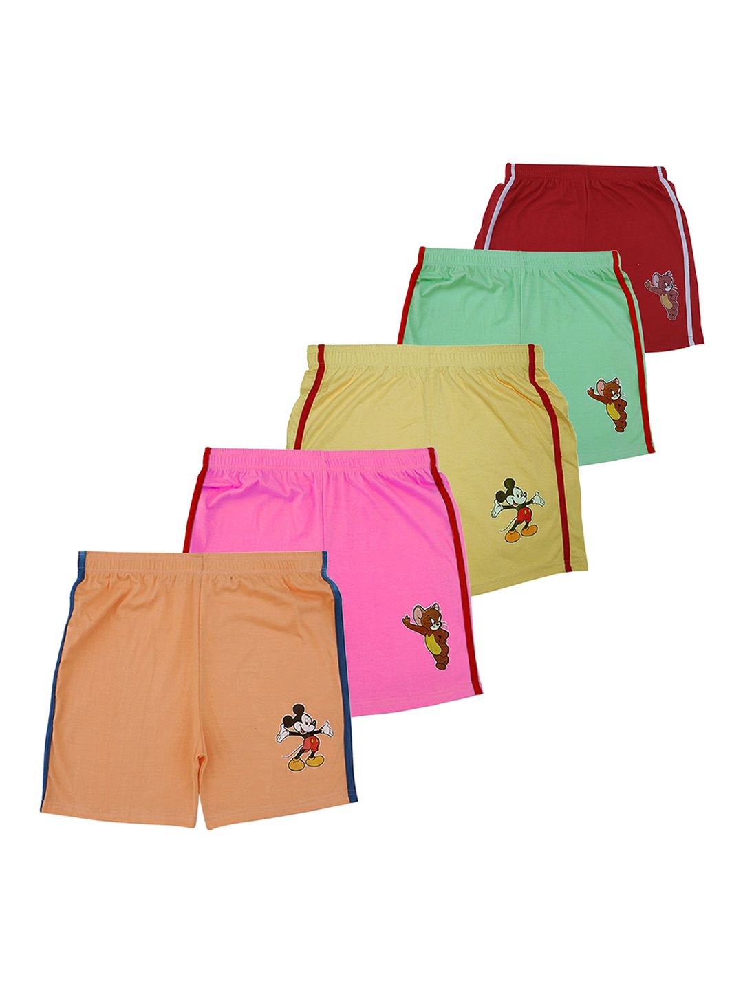 DON CARE Kids Pack of 5 Regular Fit Cotton Sports Shorts-picture-22