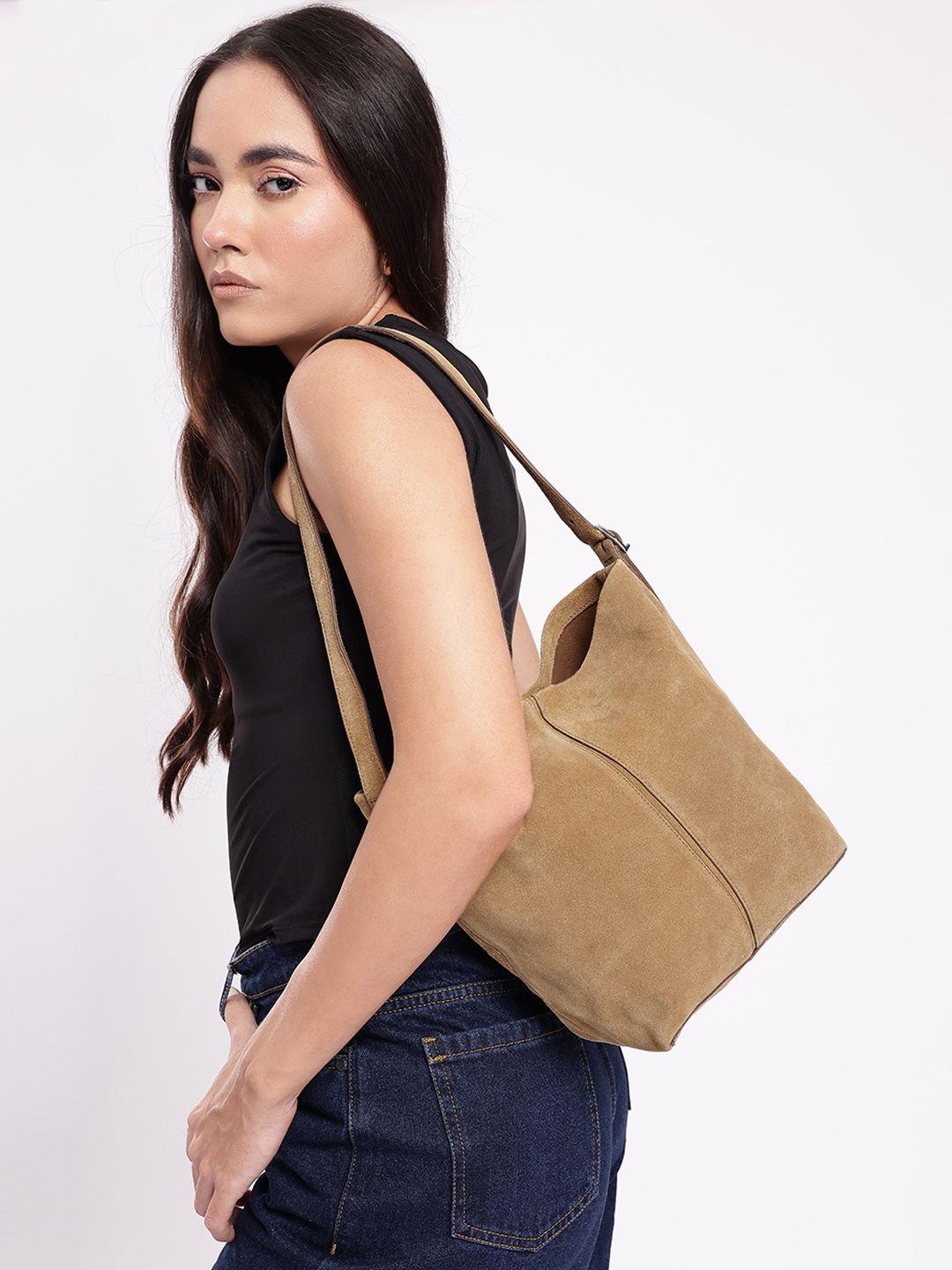 MANGO Leather Shoulder Bag With Suede Finish-picture-51