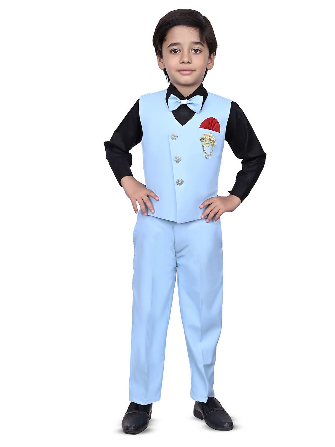 VALUE CREATION Boys V-Neck Single-Breasted Three-Piece Suit-picture-30