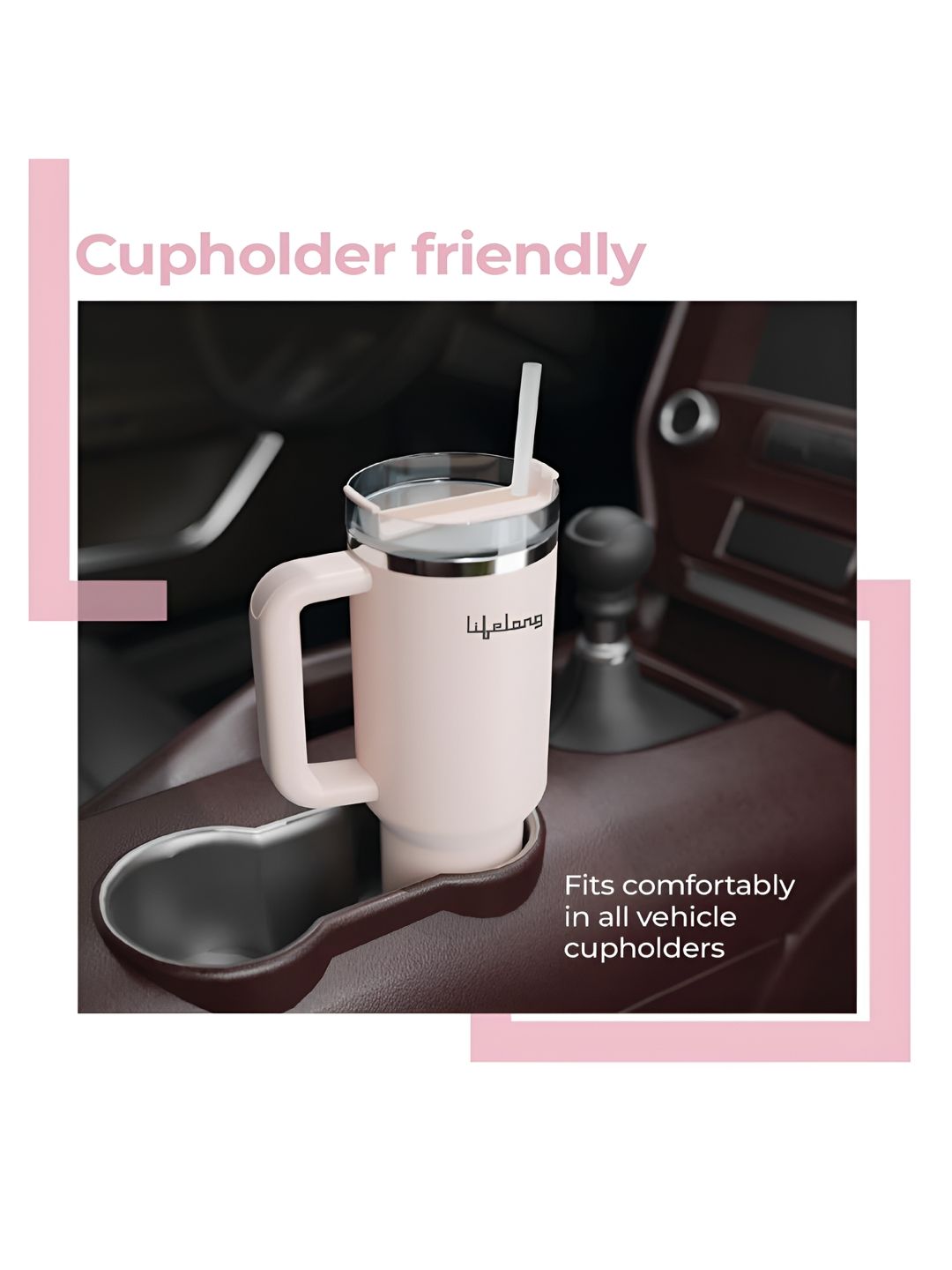 Lifelong Pink Stainless Steel Double Walled Insulated Tumbler Mug 1.2L