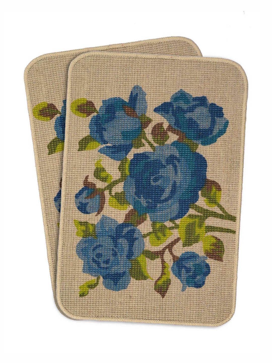 Saral Home 2Pcs Blue & Beige Printed Jute Anti-Skid Doormats-image-31