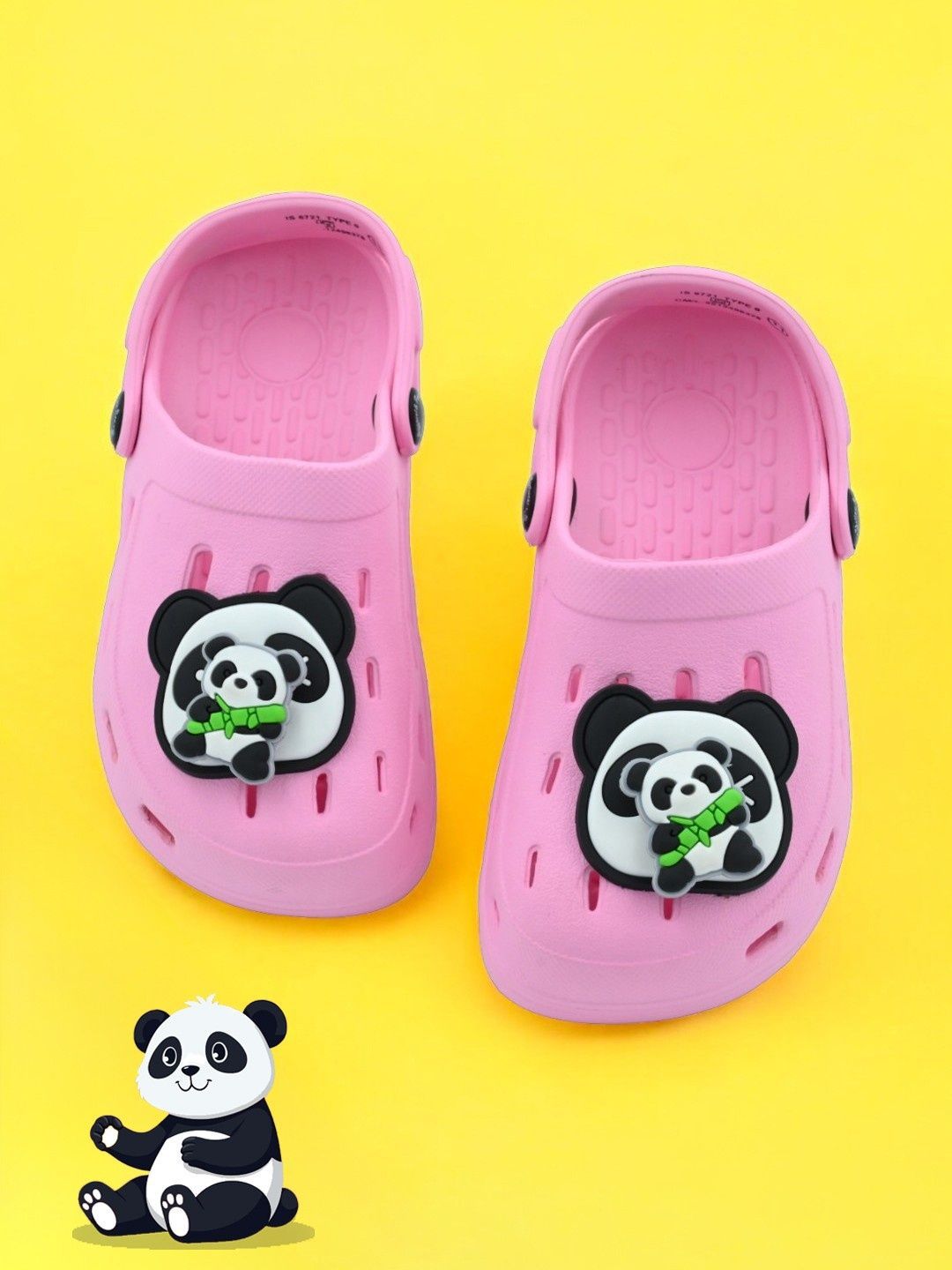 Yellow Bee Girls Panda & Bamboo Charm Clogs-picture-11