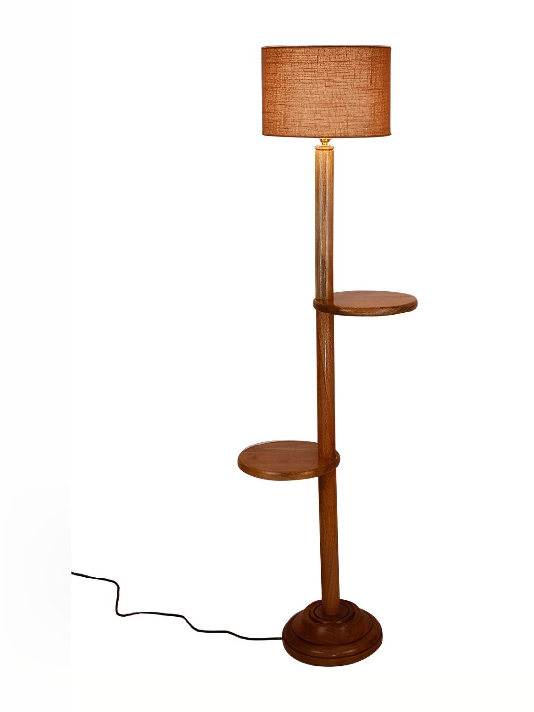 Devansh Beige Drum Wooden Shelf Floor Lamp-picture-45