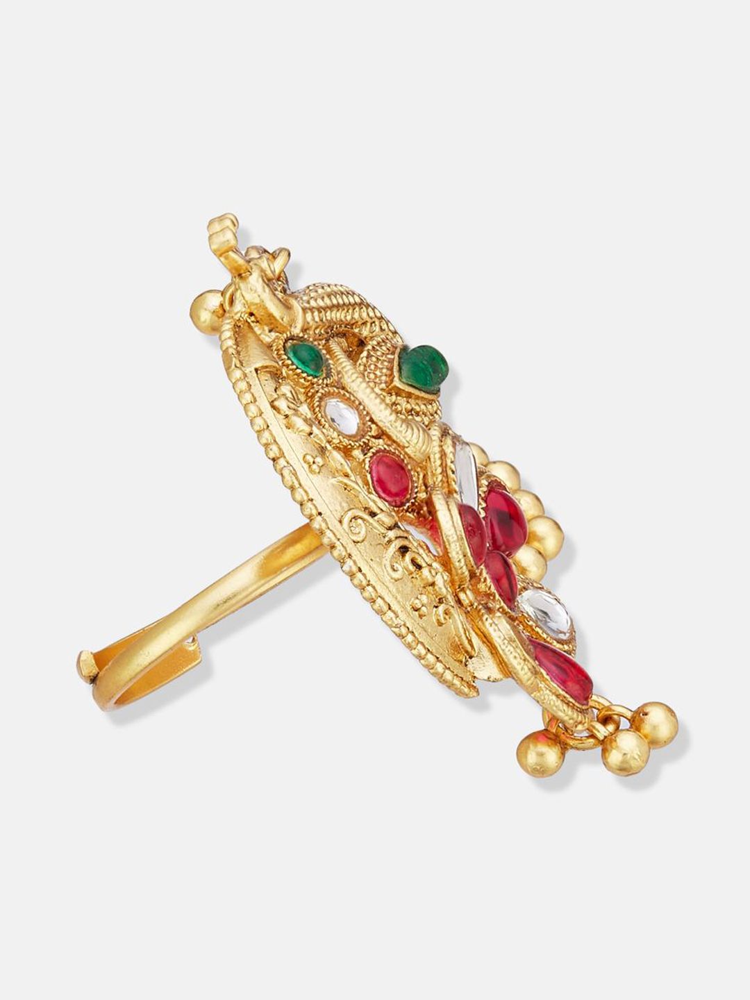 ATIBELLE Gold Plated Kundan Stone Studded Finger Ring