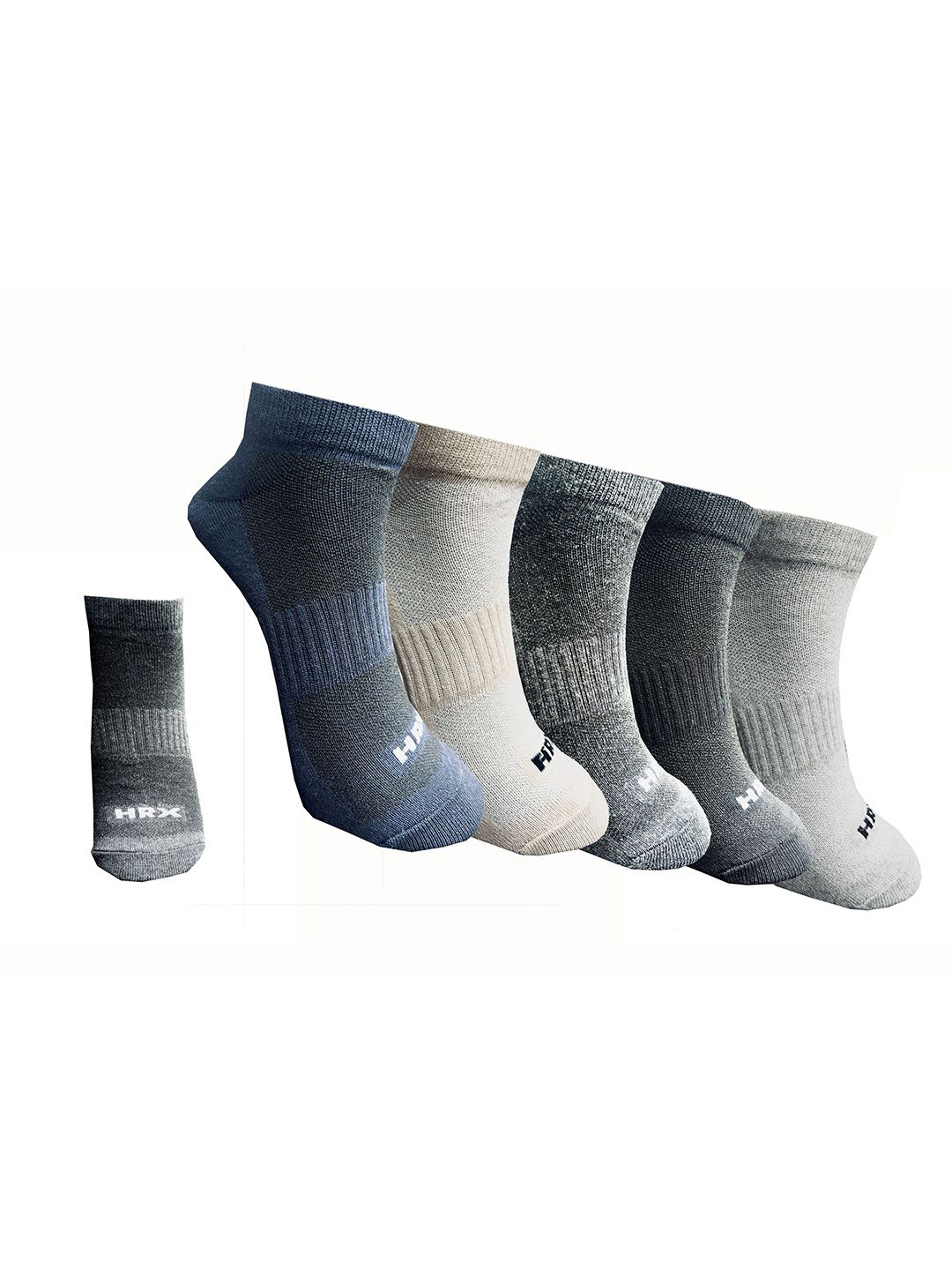 HRX by Hrithik Roshan Unisex Pack Of 5 Patterned Ankle Length Socks-image-20