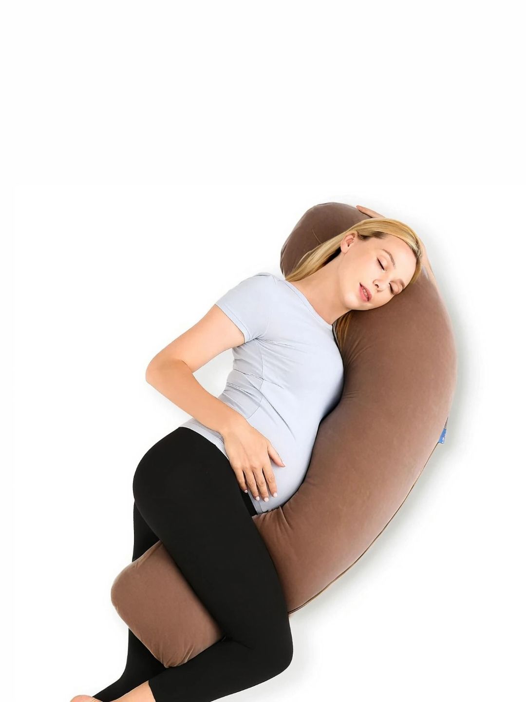 Pum Pum Brown Fibre Filled Faux Velvet Ultra Soft Maternity Pillow-image-30