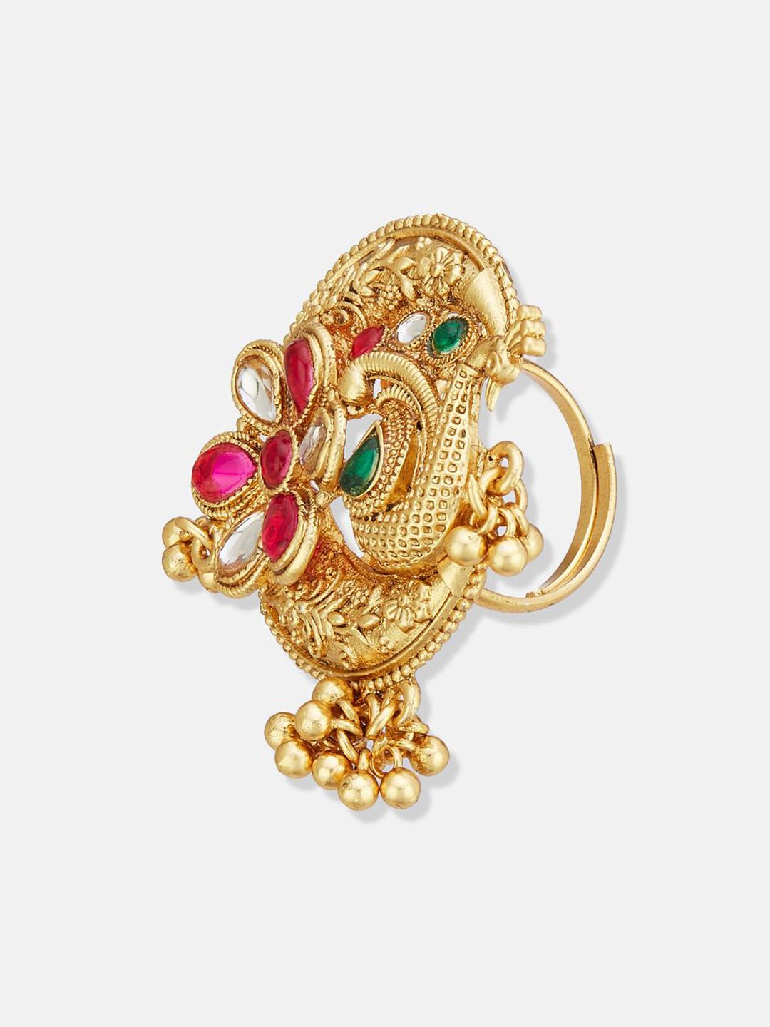 ATIBELLE Gold Plated Kundan Stone Studded Finger Ring