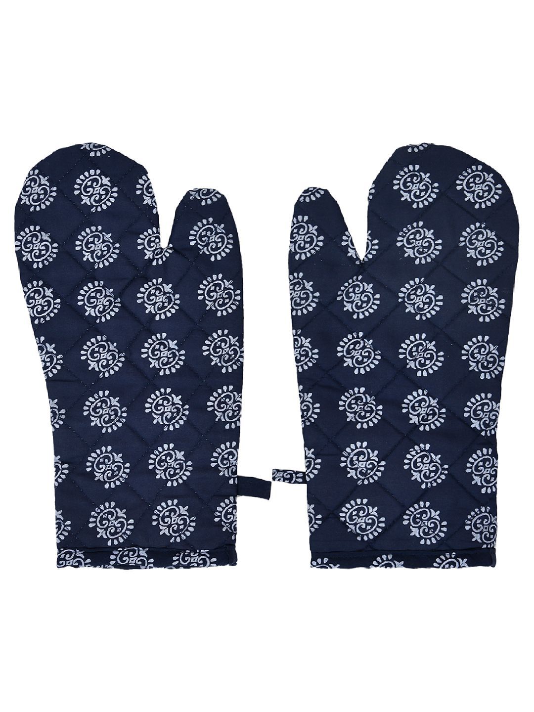 Kuber Industries 2-Pcs Blue Printed Hanging LoopOvenMitts-picture-49