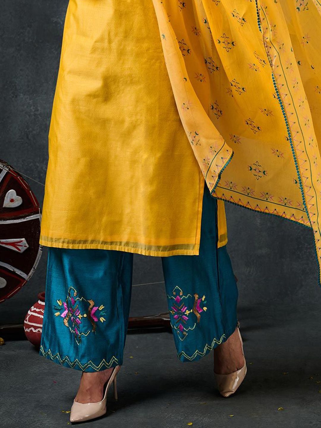 Phulkari Forever Women Floral Flared Handloom Ethnic Palazzos-picture-18