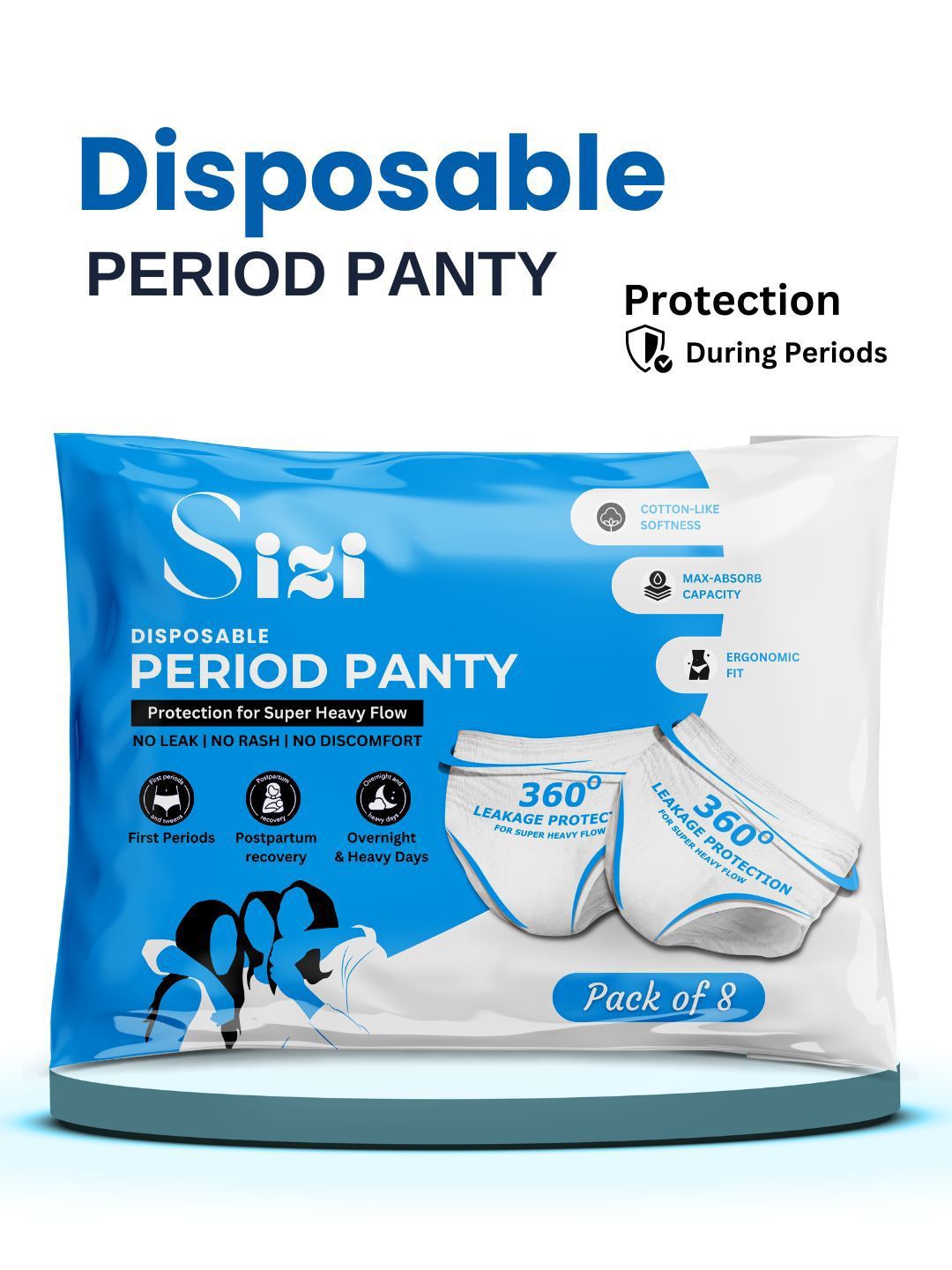 Sizi Disposable Leak Proof Overnight Protection Cotton Sanitary Napkins - XS - 8 Pieces-picture-39