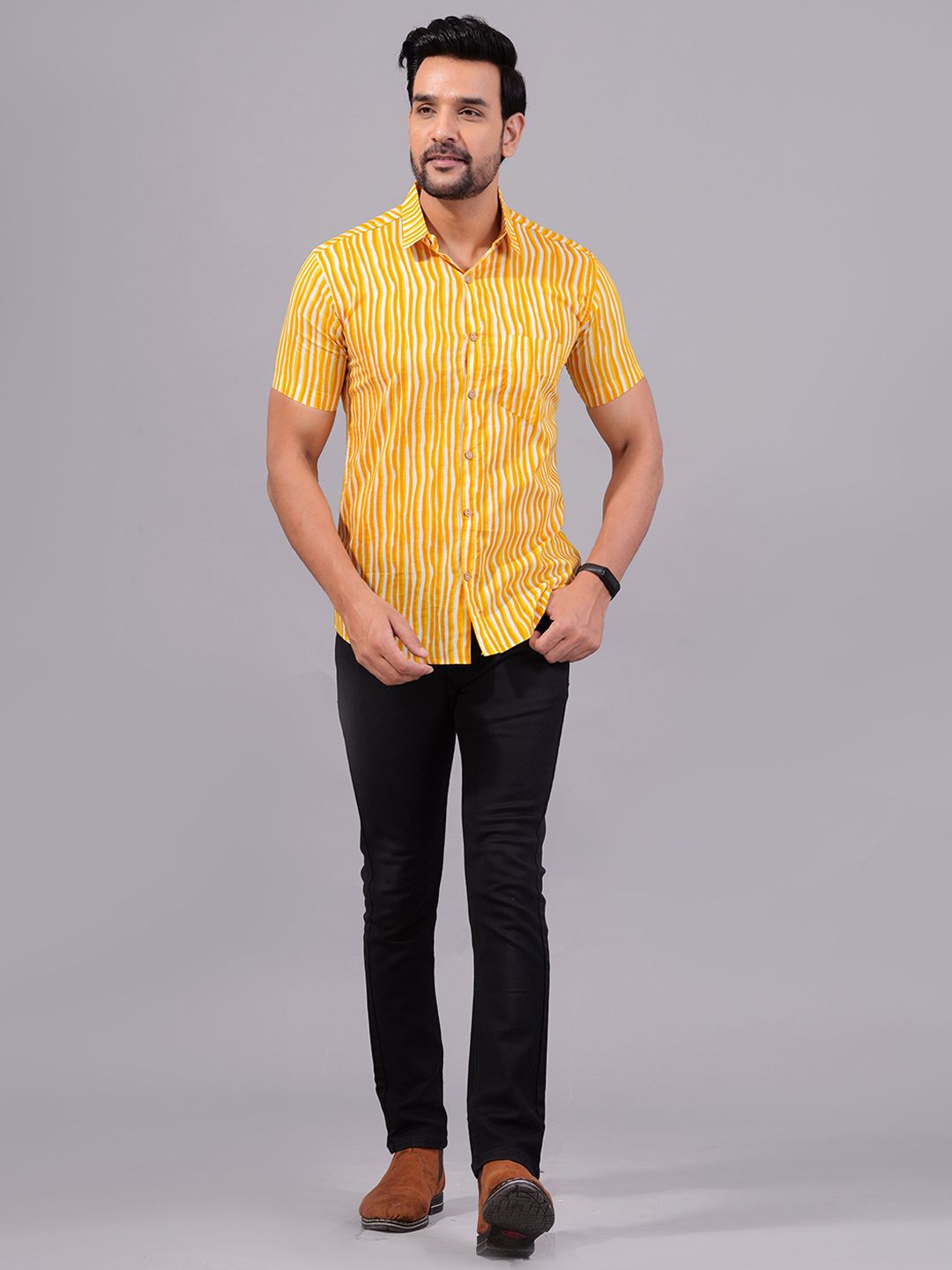 Moda Rapido Men Comfort Opaque Striped Casual Shirt-picture-24