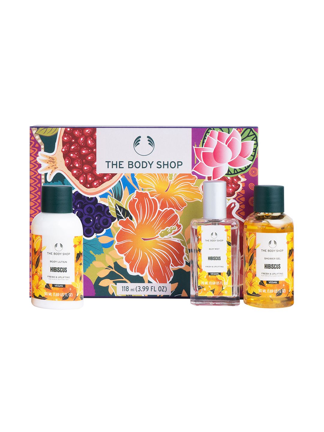 The Body Shop Set Of 3 Hibiscus Body Mist 20ml Body Lotion 50ml Shower Gel Gift Set 50ml-picture-30
