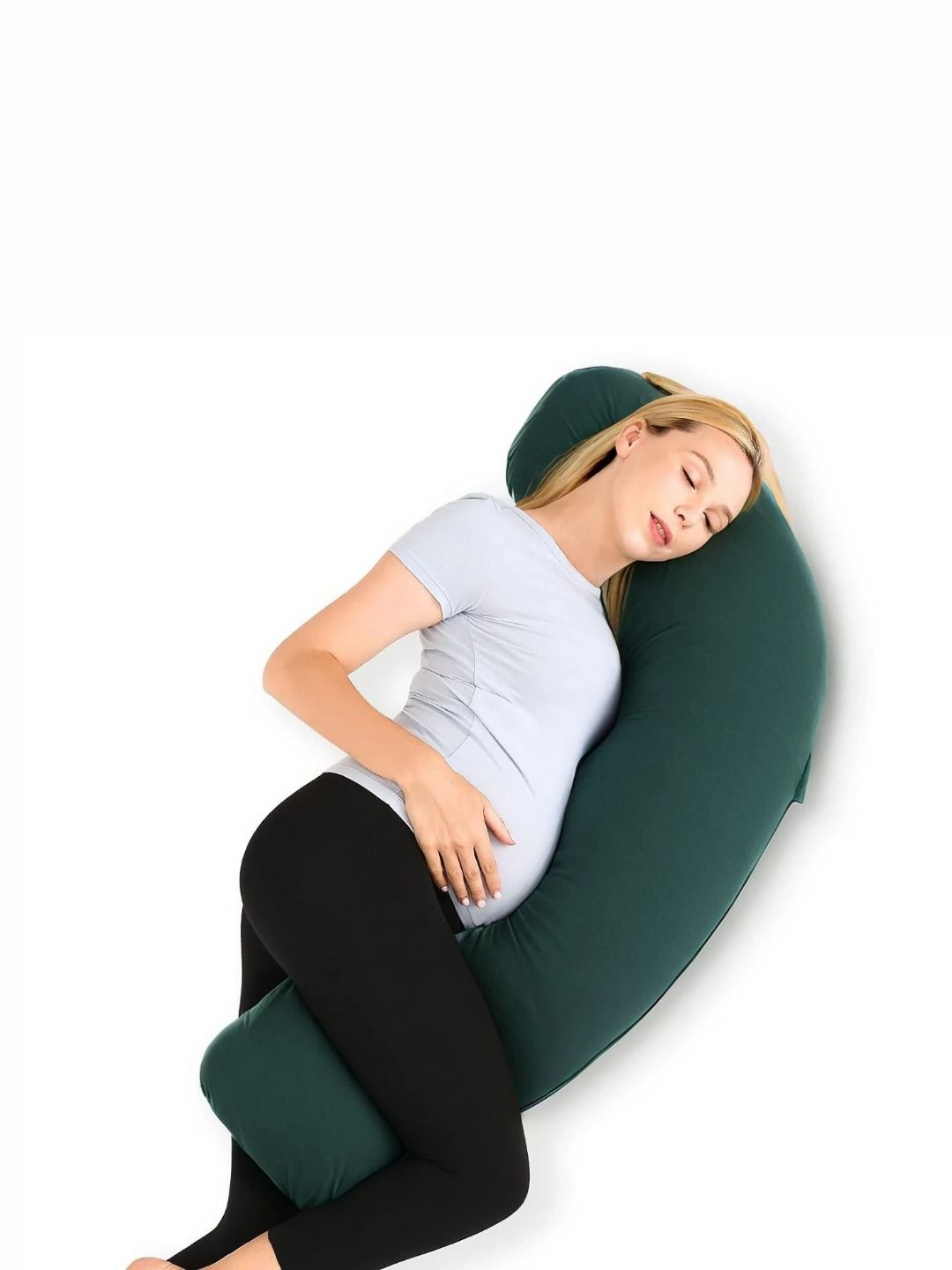 Pum Pum Green Fibre Filled Faux Velvet Ultra Soft Maternity Pillow-image-28