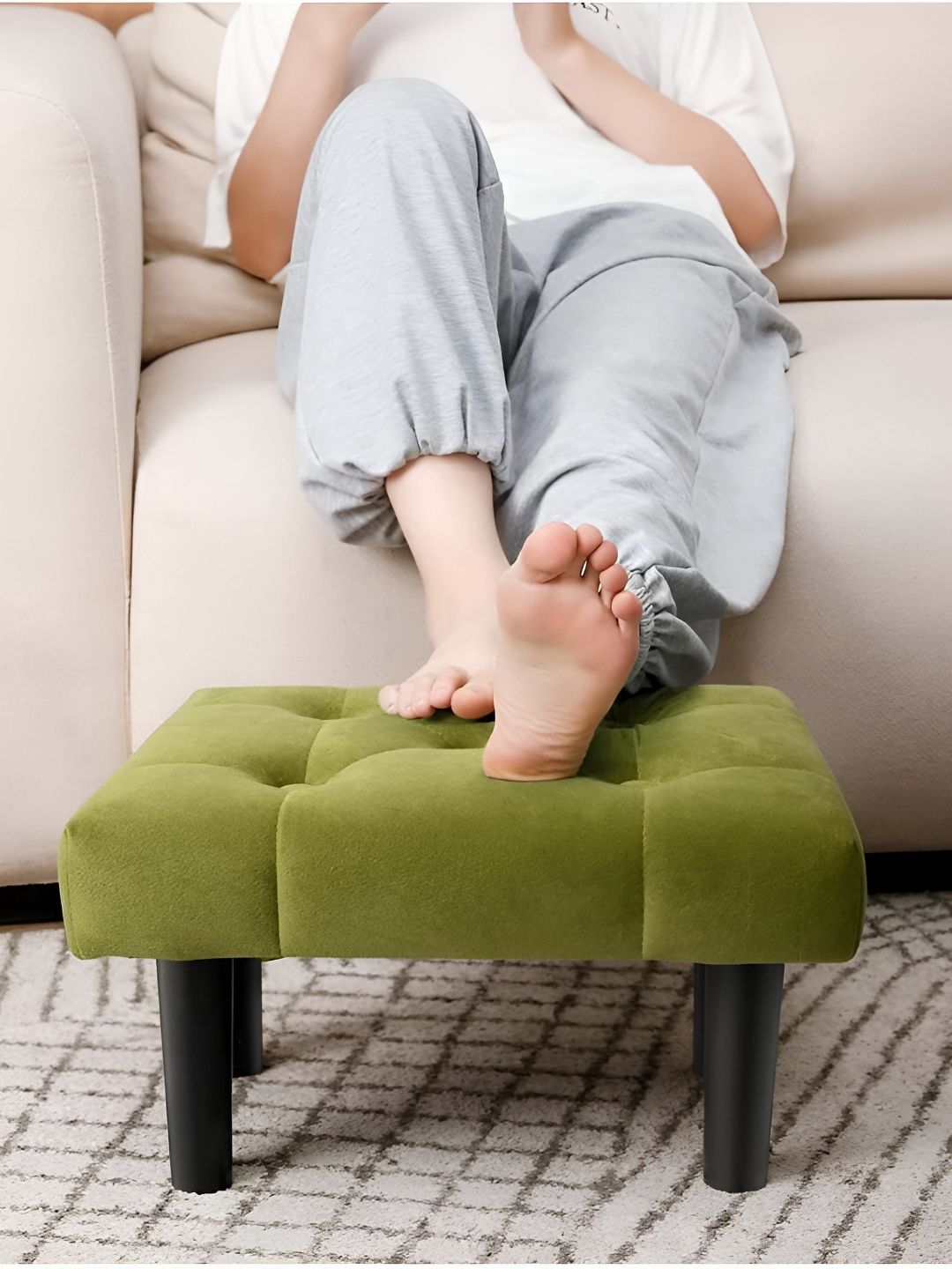 Torque Green & Black Malvina Foot Rest With Hidden Storage Ottoman-picture-20
